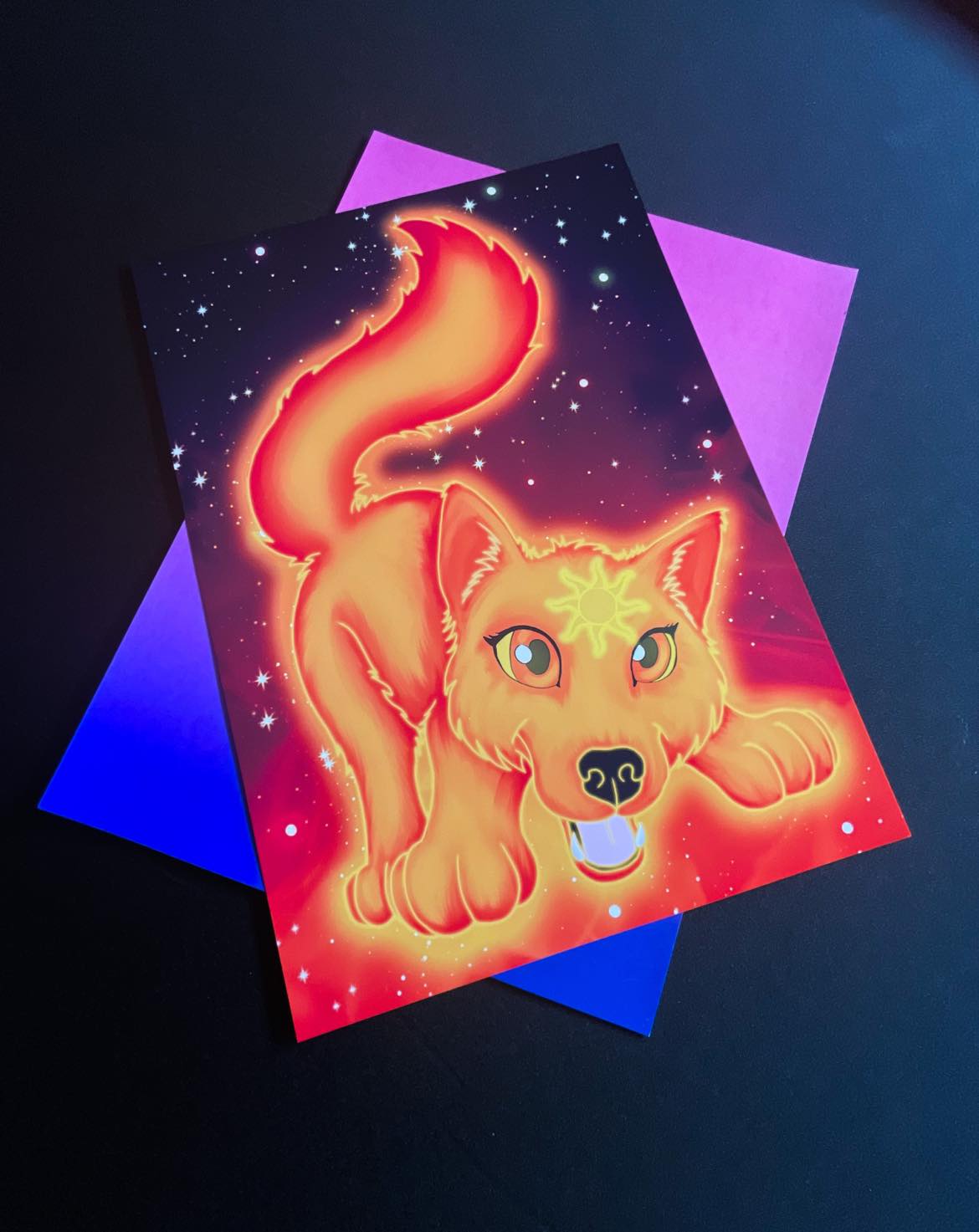 Cute Solar Wolf Art Print Shadowolf Art