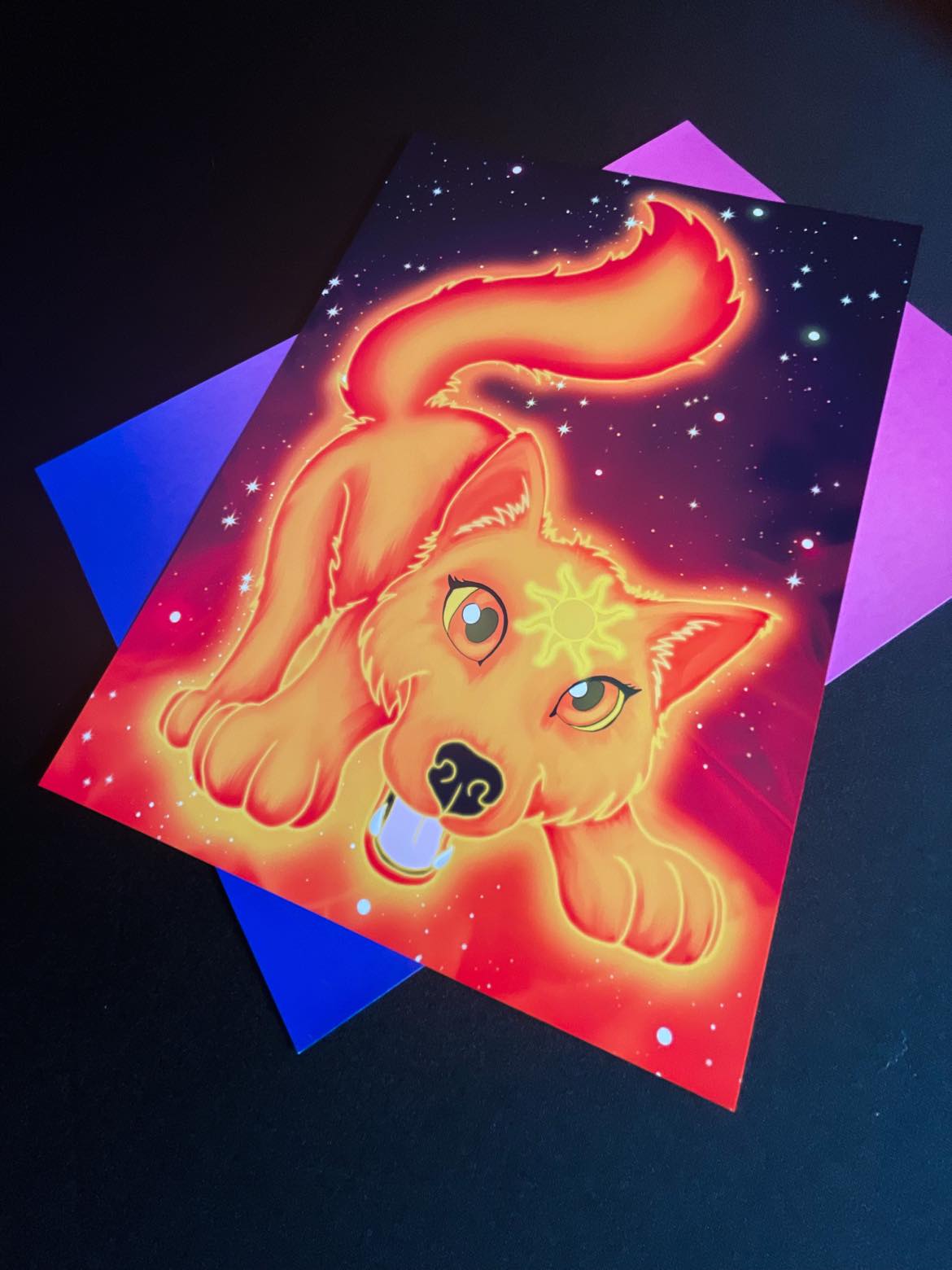 Cute Solar Wolf Art Print Shadowolf Art