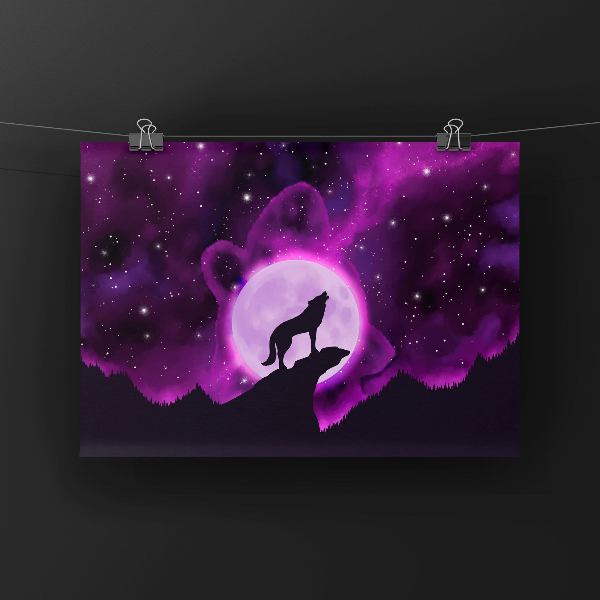Howling at the Purple Moon Art Print Shadowolf Art