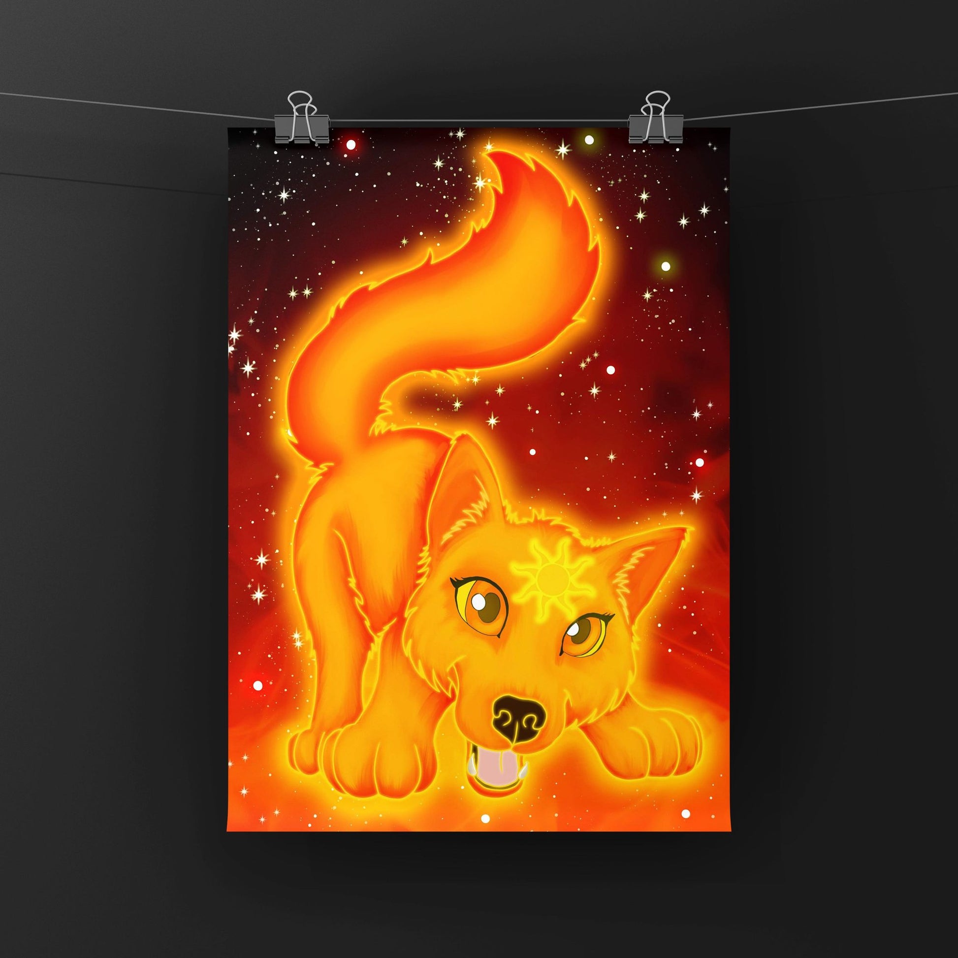 Cute Solar Wolf Art Print Shadowolf Art