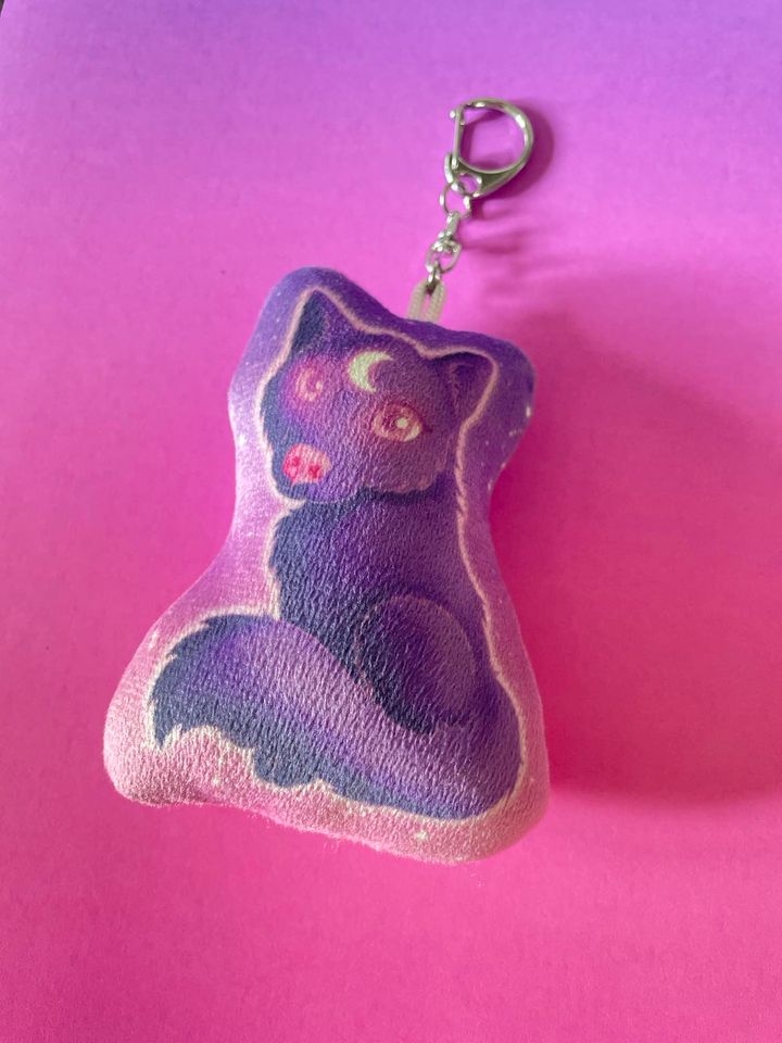 Cute Lunar Wolf Pillow Keychain