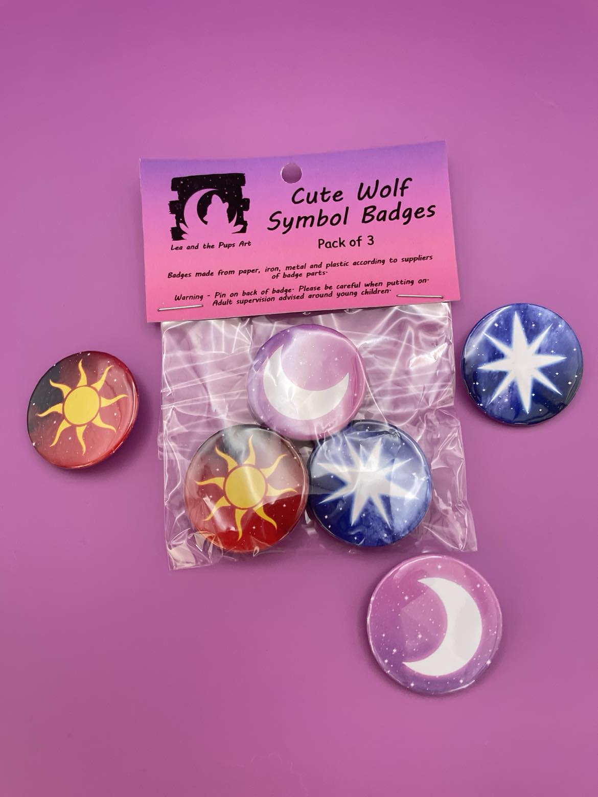 Cute Wolf Symbols Badge Pack