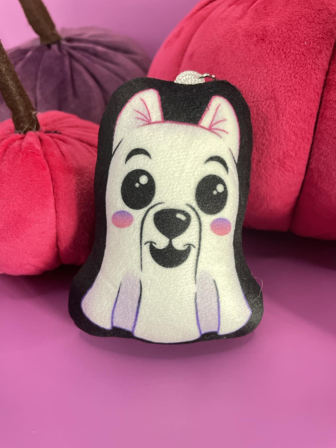Ghost Pup Pillow Keychain Shadowolf Art