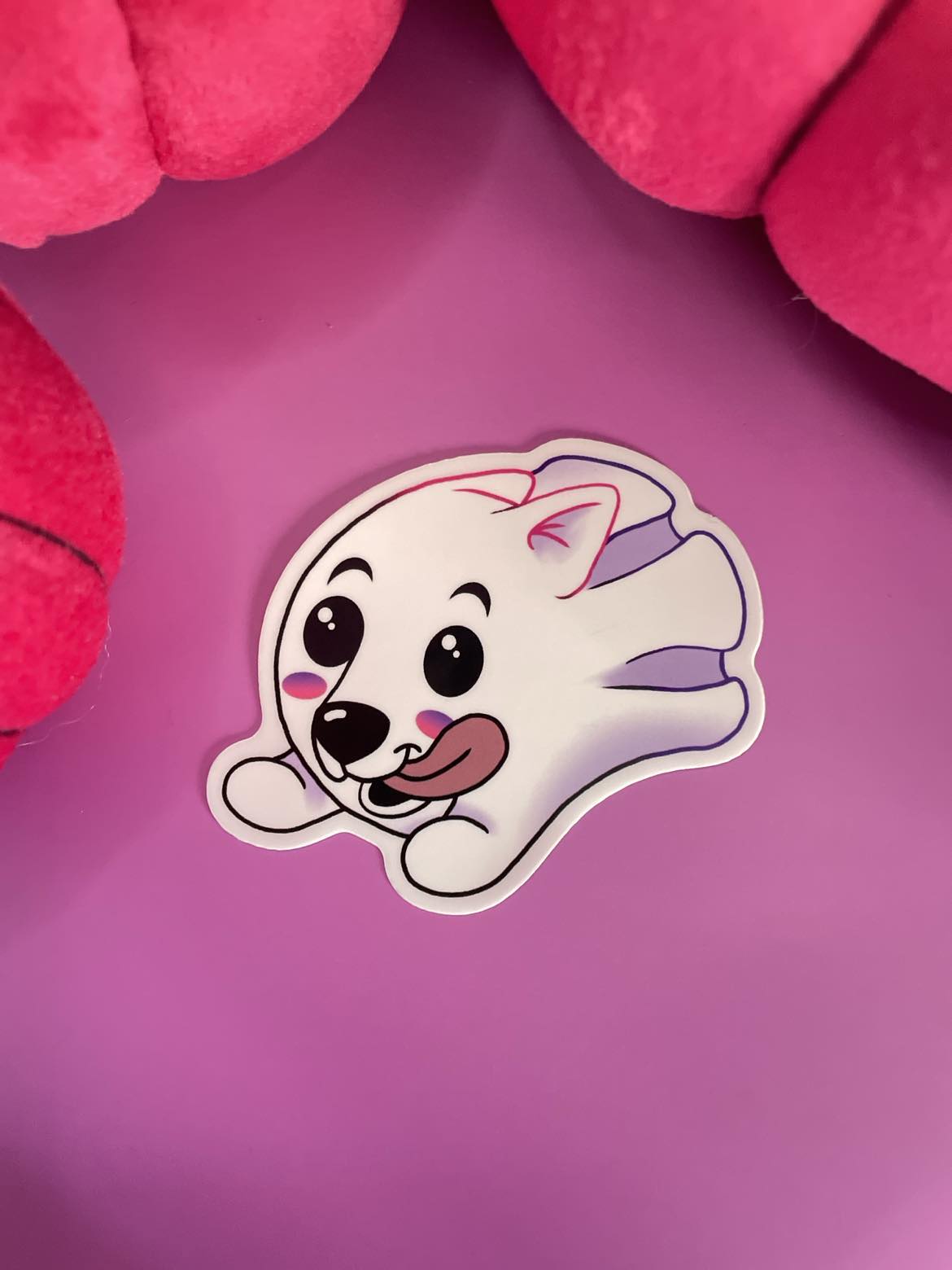 Flying Ghost Pup Sticker Shadowolf Art