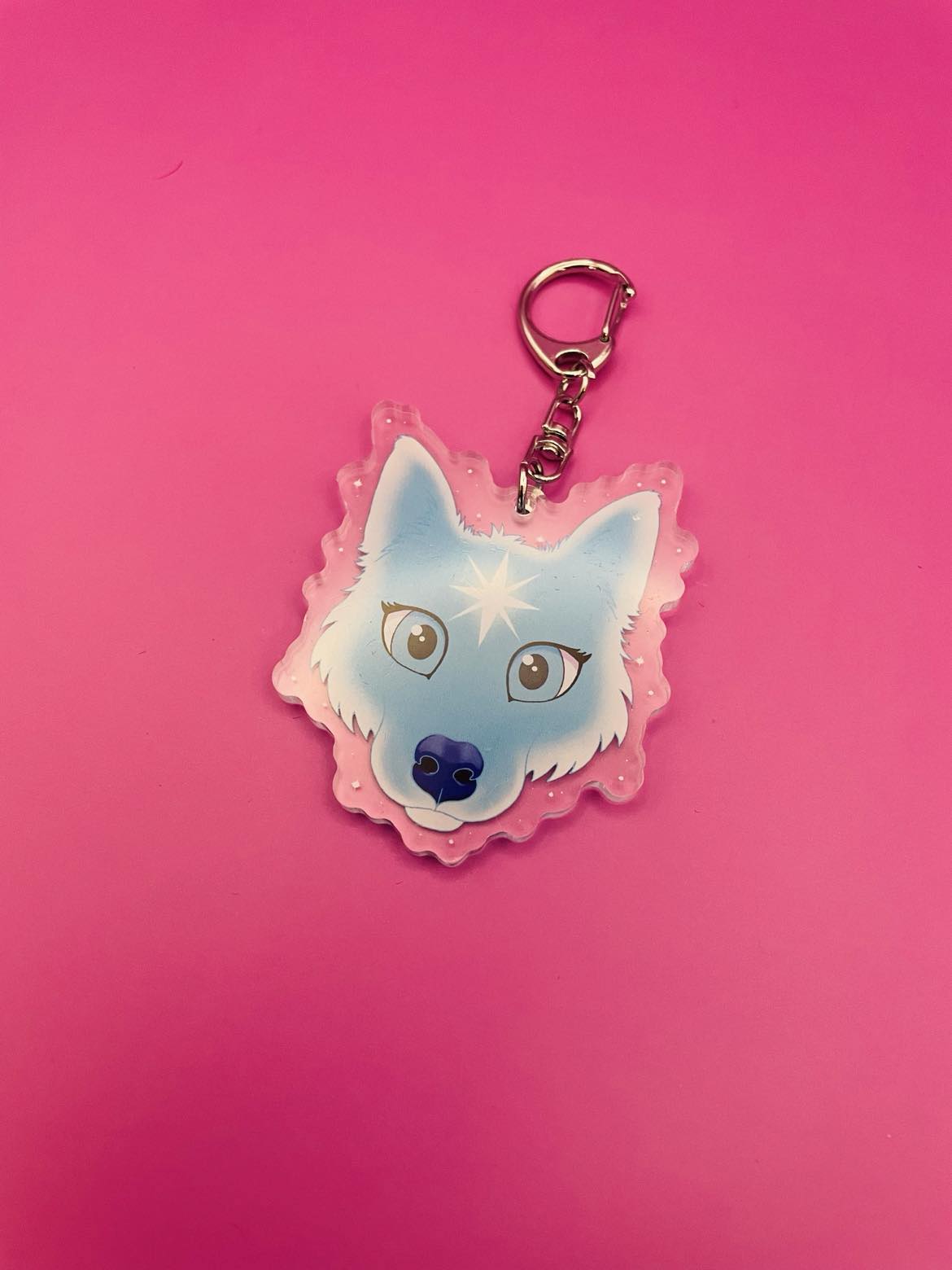 Cute Star Wolf Face Keychain Shadowolf Art