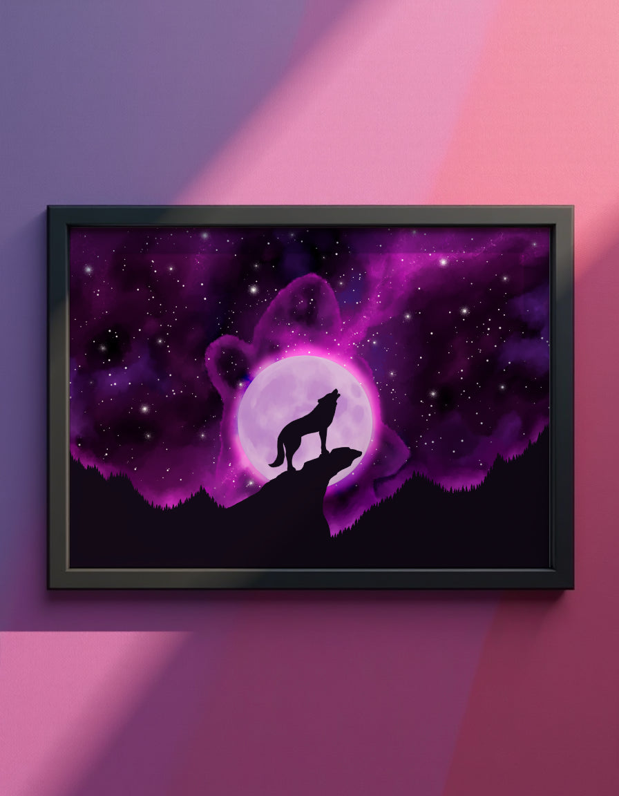 Howling at the Purple Moon Art Print Shadowolf Art