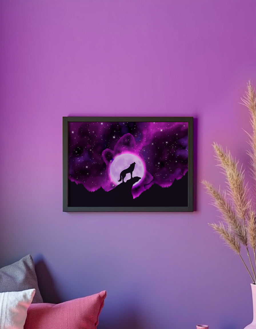 Howling at the Purple Moon Art Print Shadowolf Art