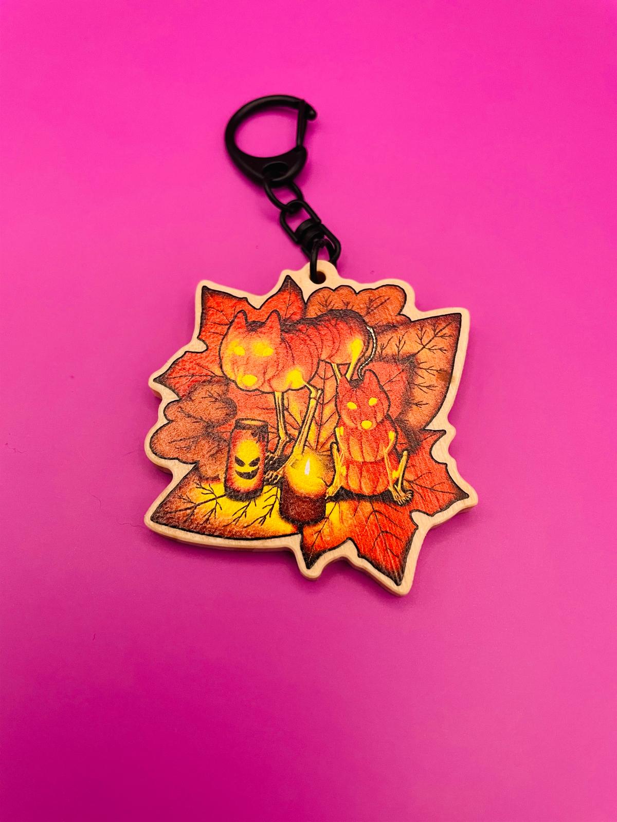 Halloween 2024 Wooden Keychain Shadowolf Art