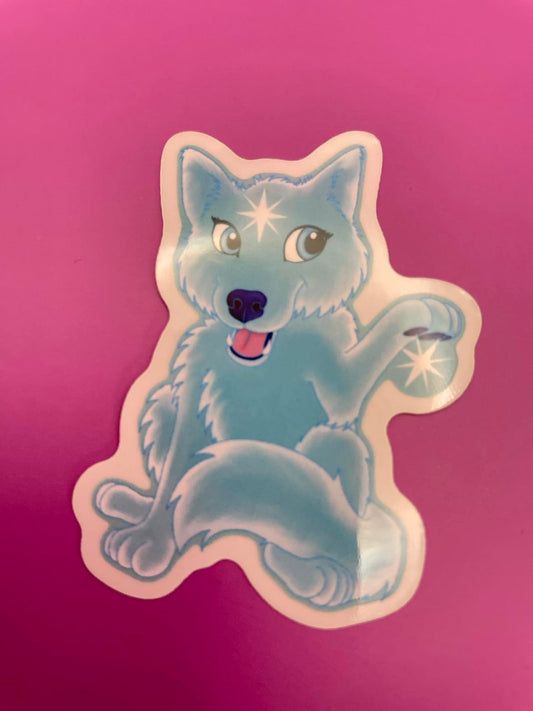 Cute Star Wolf Sticker image 0