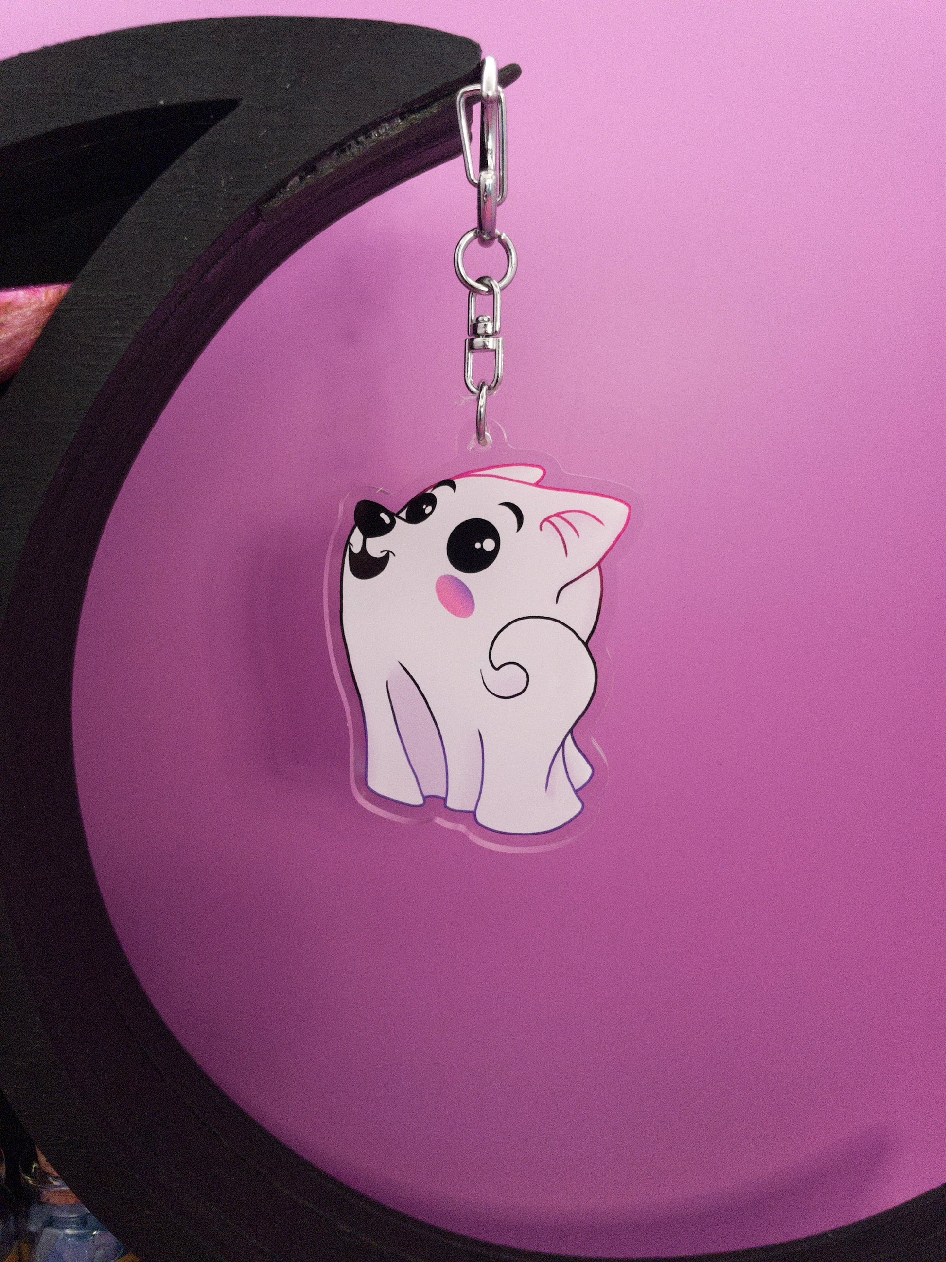Ghost Pup Tail Keychain Shadowolf Art