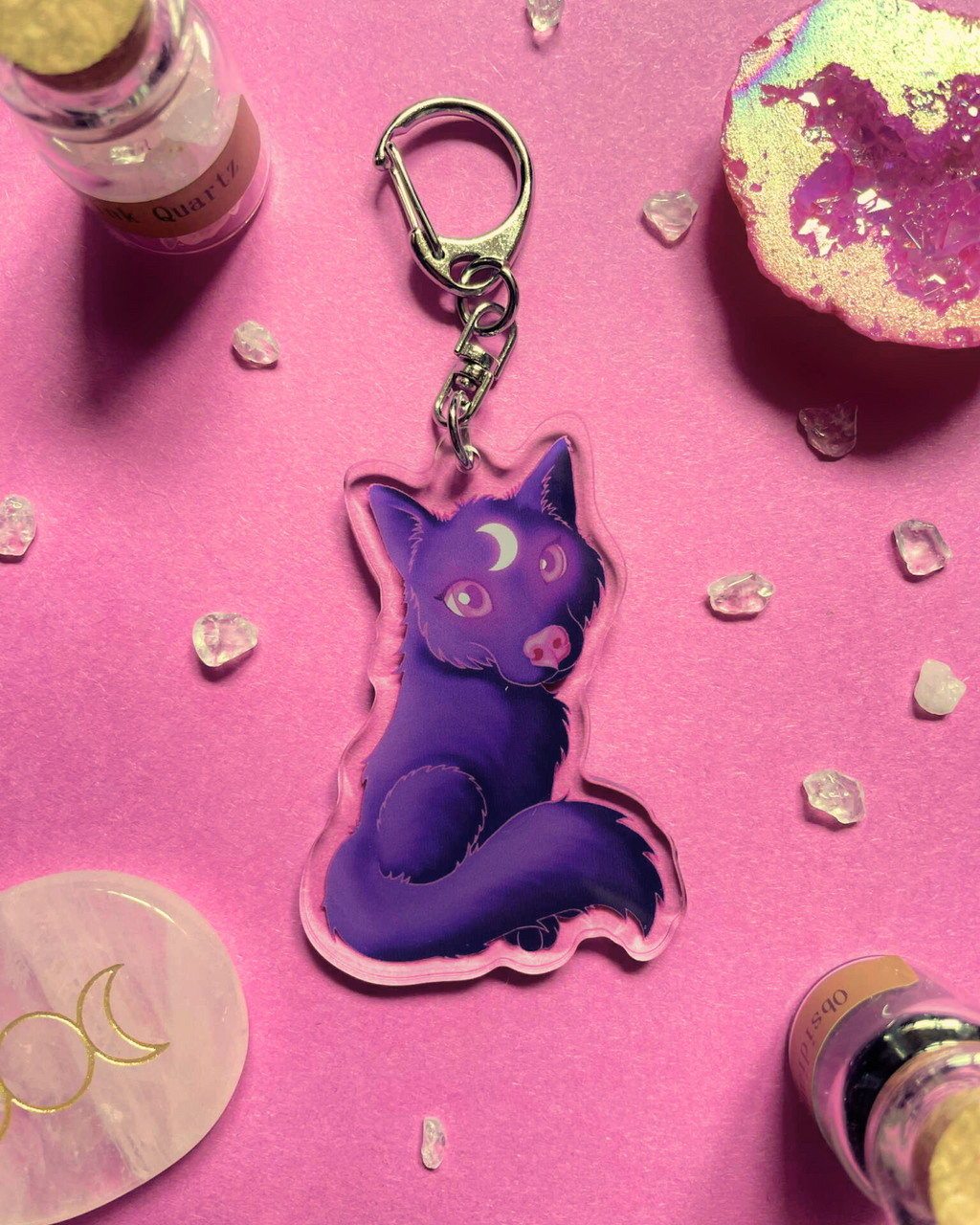 Cute Lunar Wolf - Wolf Keychain Shadowolf Art