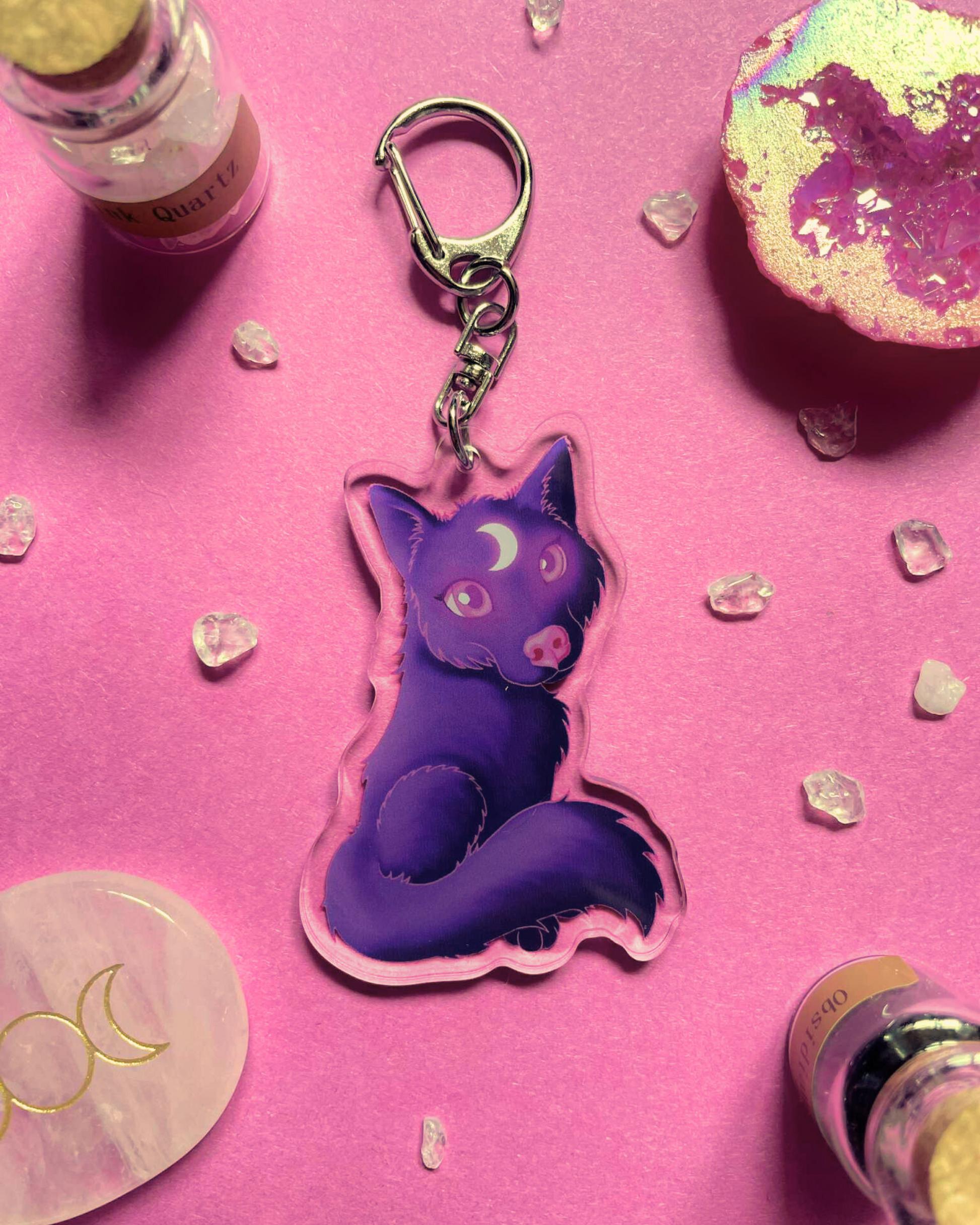 Cute Lunar Wolf - Wolf Keychain Shadowolf Art
