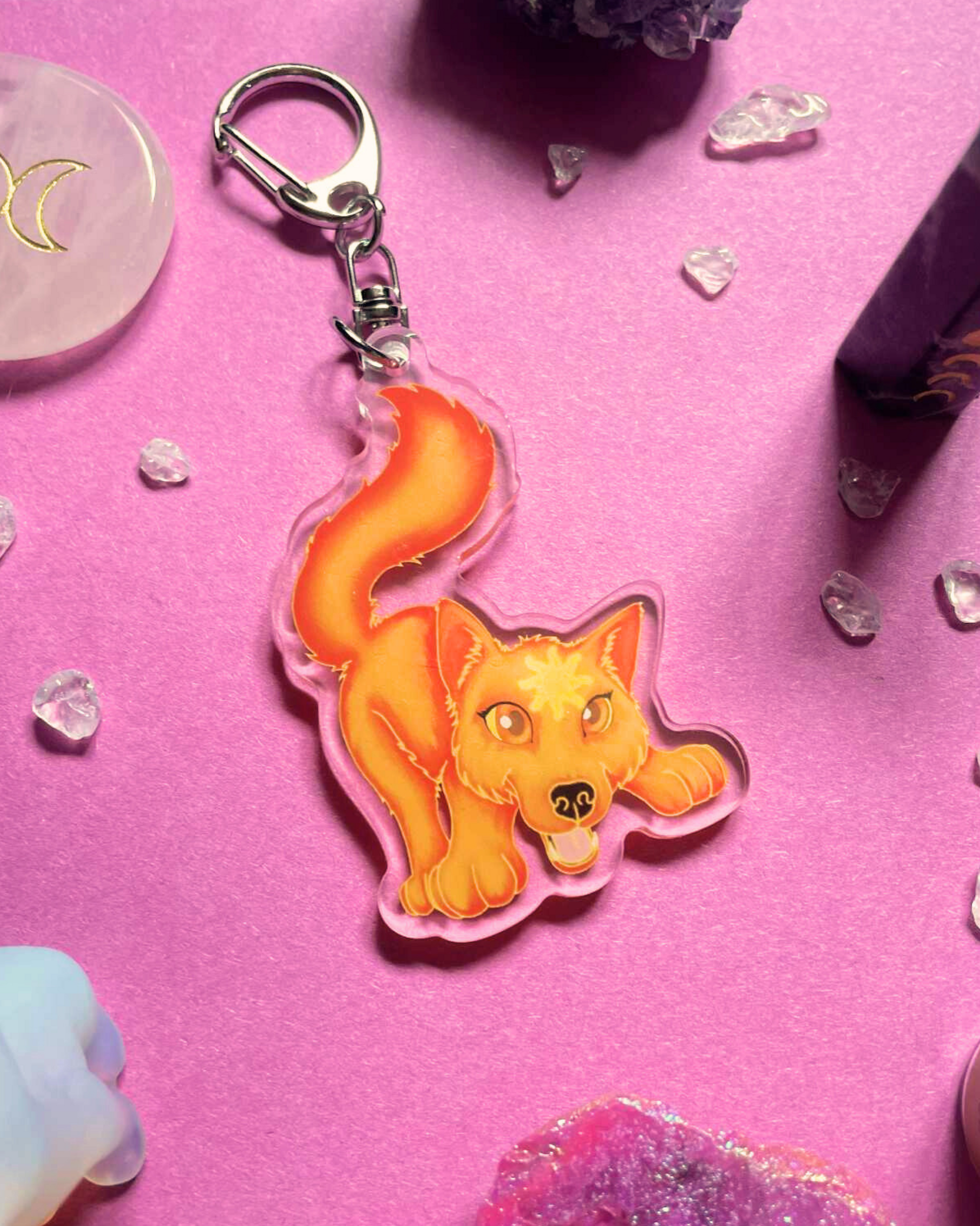 Cute Solar Wolf - Wolf Keychain Shadowolf Art