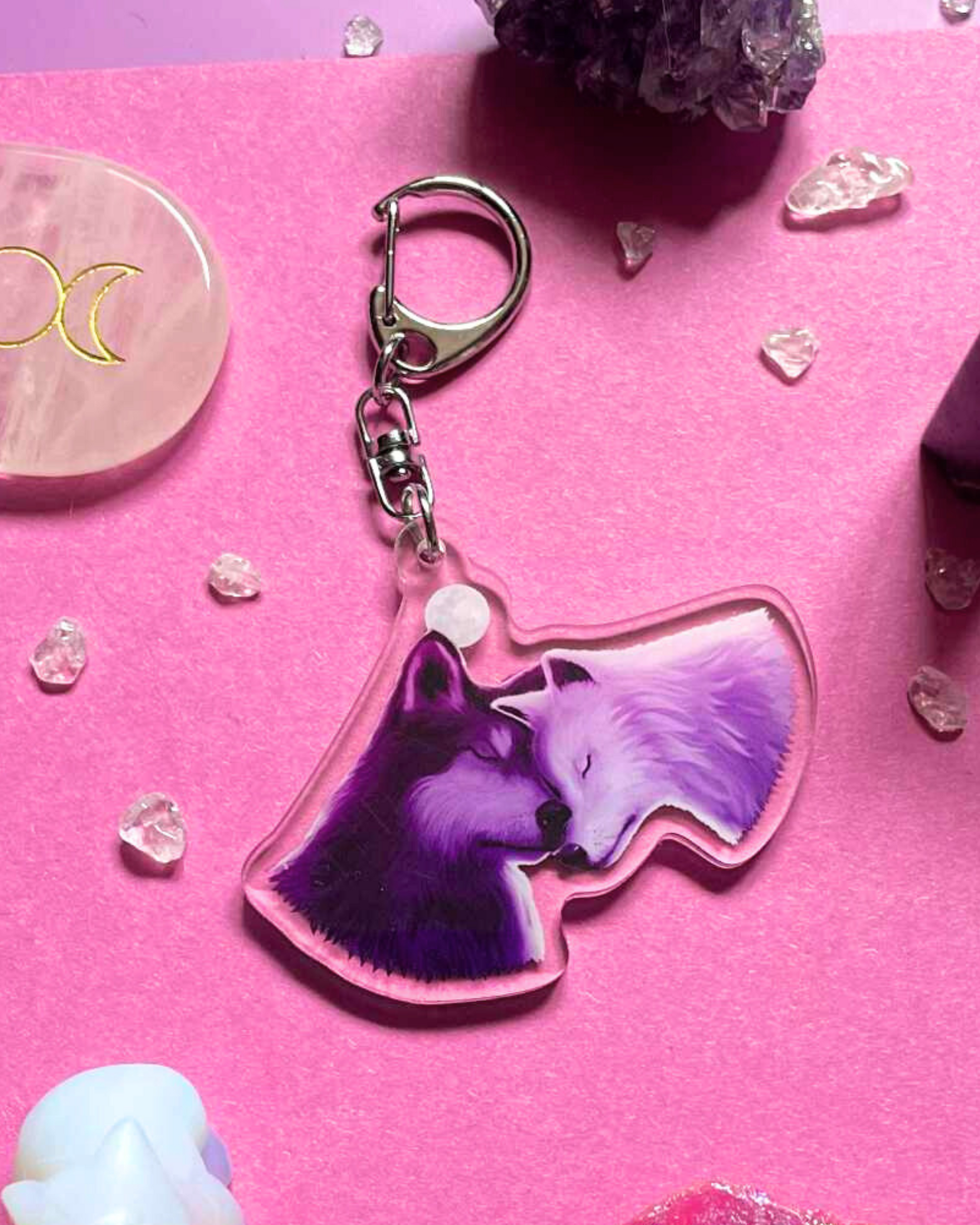 Two Wolves - Wolf Keychain Shadowolf Art