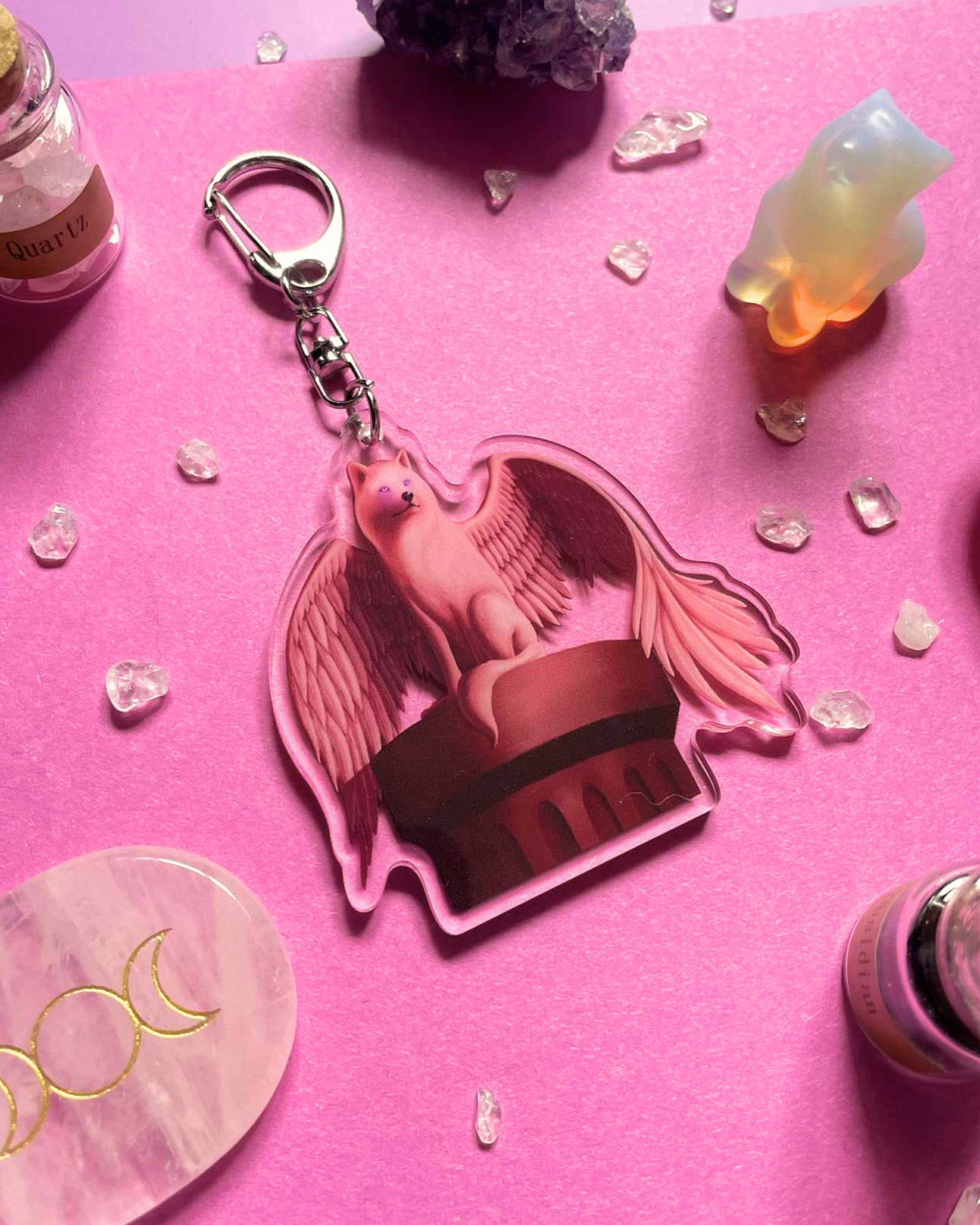 Ethereal Guardian - Wolf Keychain Shadowolf Art