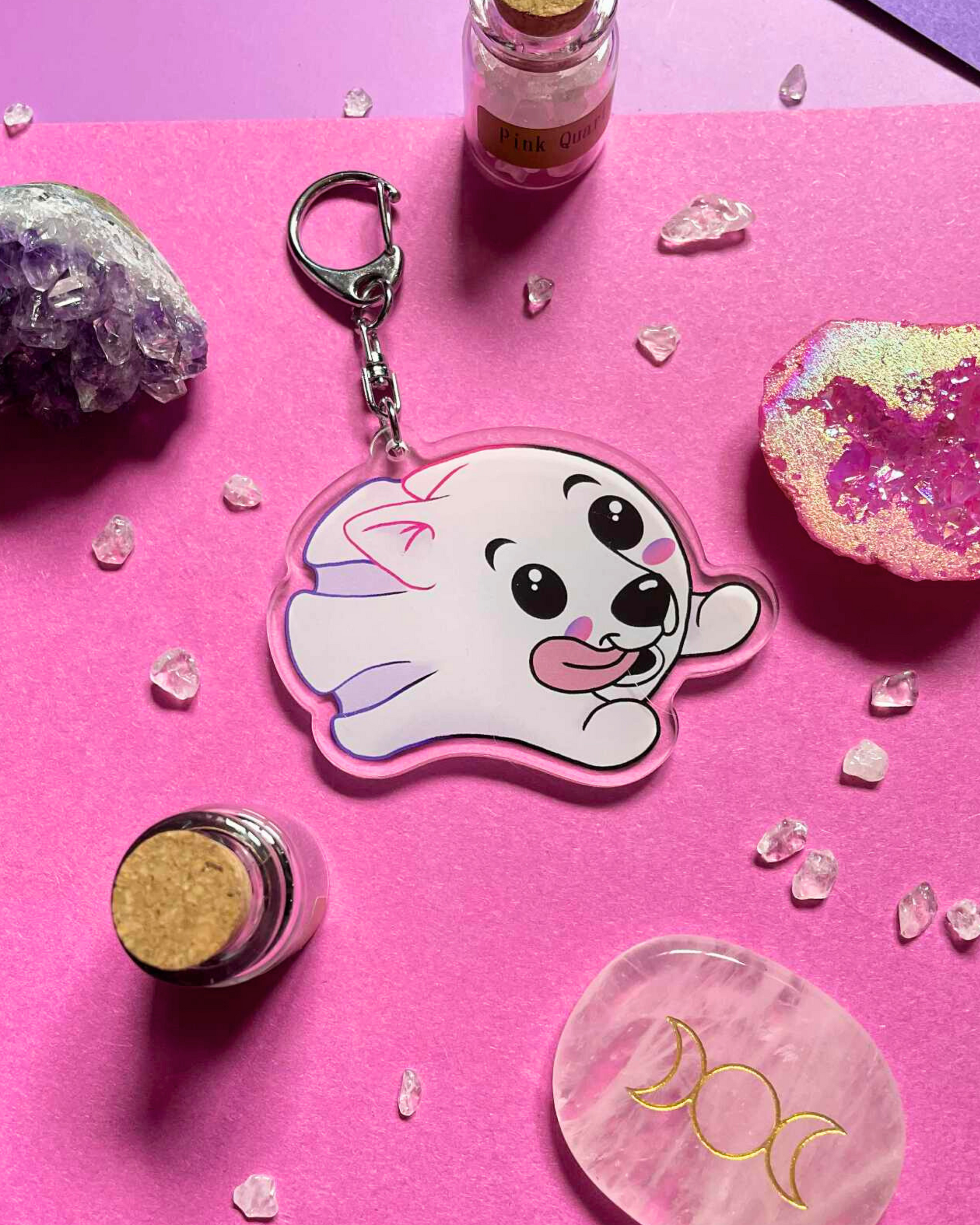 Flying Ghost Pup - Fantasy Keychain Shadowolf Art