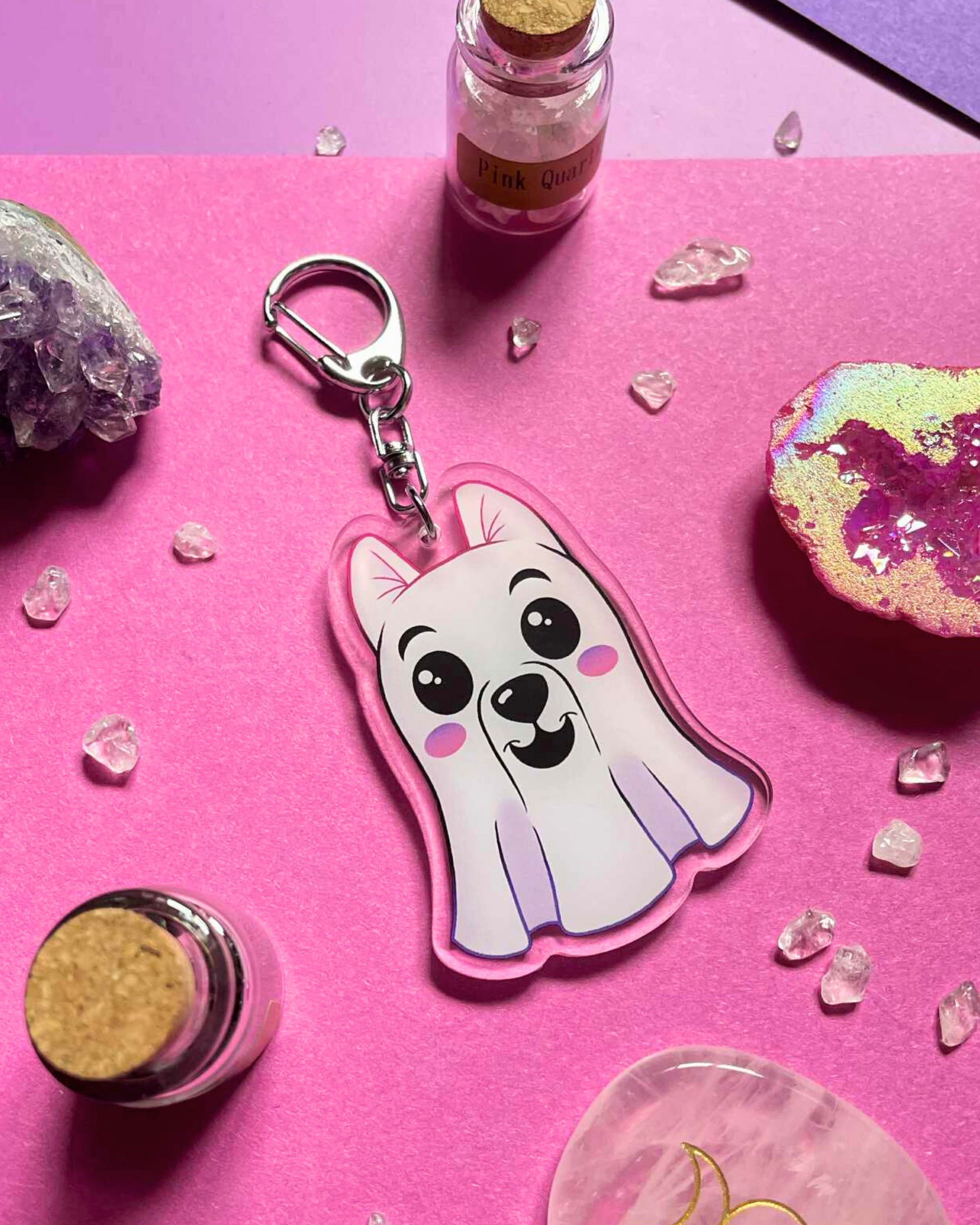 Ghost Pup - Fantasy Keychain Shadowolf Art