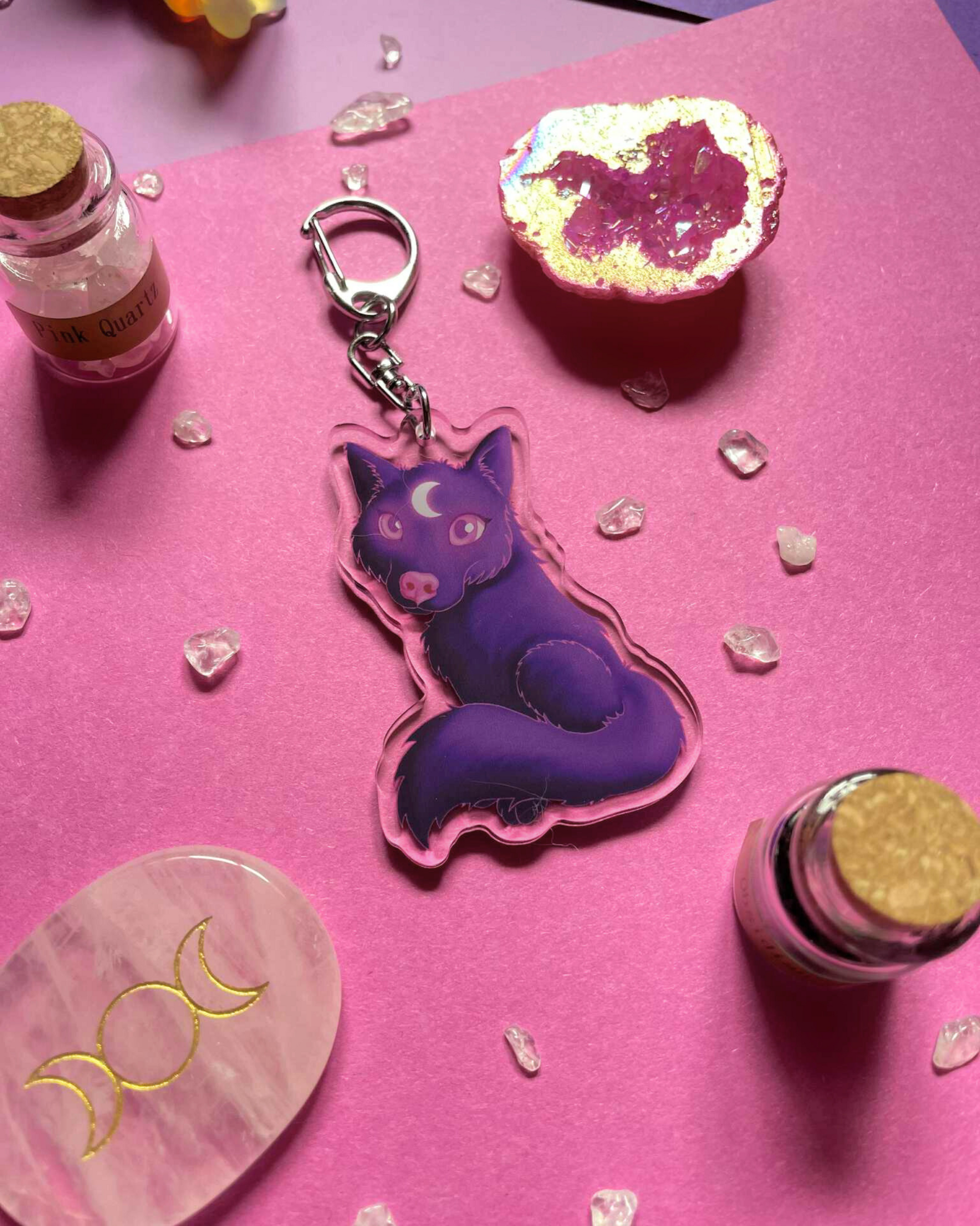 Cute Lunar Wolf - Wolf Keychain Shadowolf Art