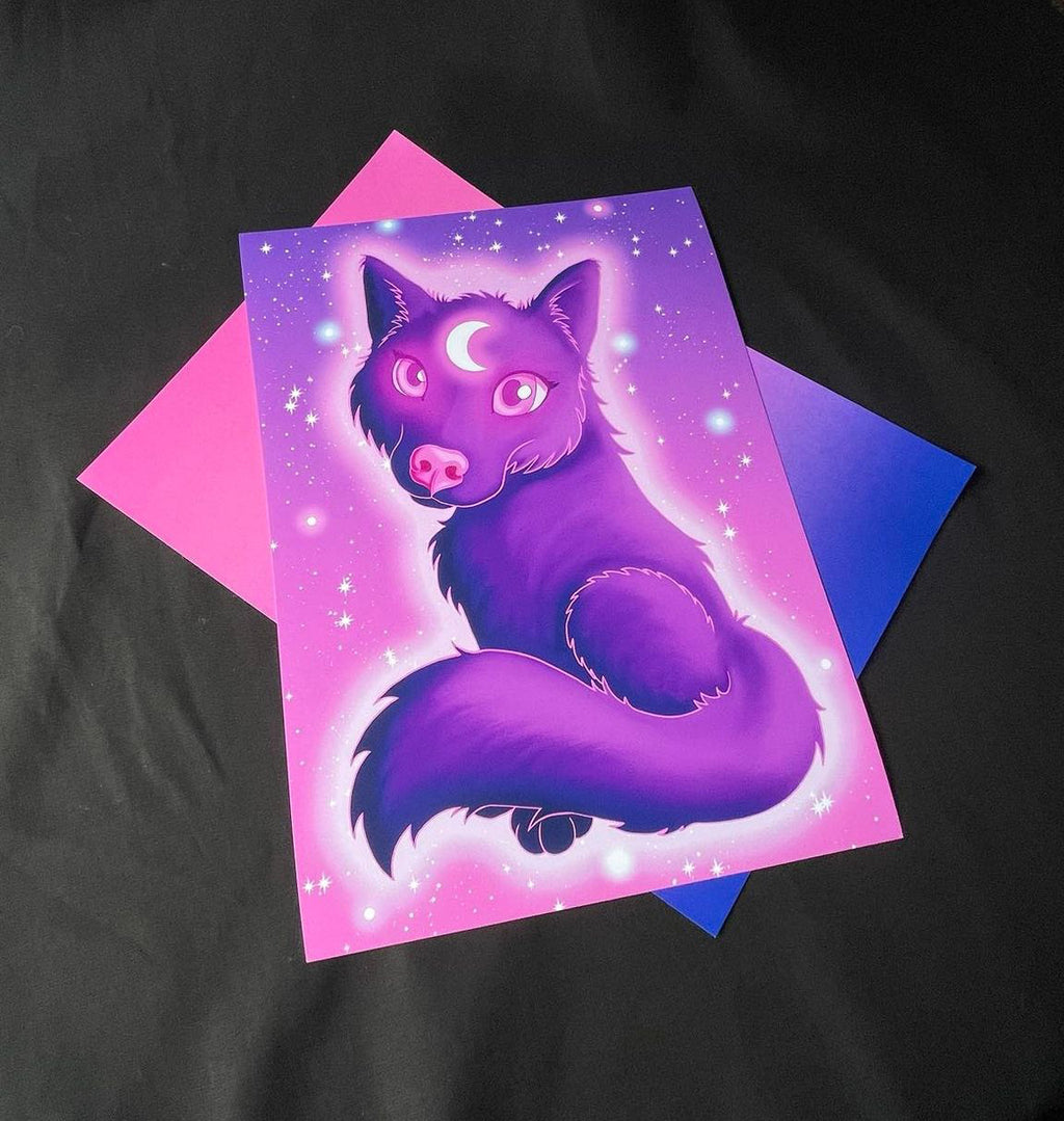 Cute Lunar Wolf Art Print