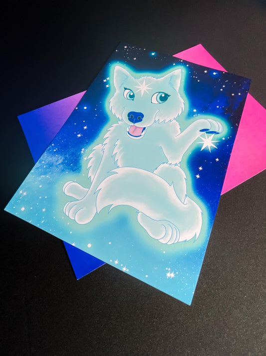 Cute Star Wolf Art Print