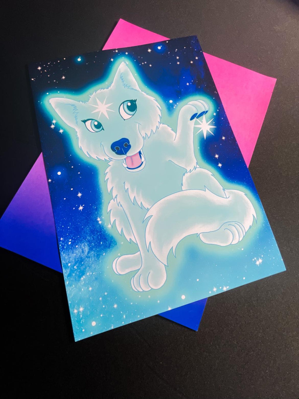 Cute Star Wolf Art Print Shadowolf Art