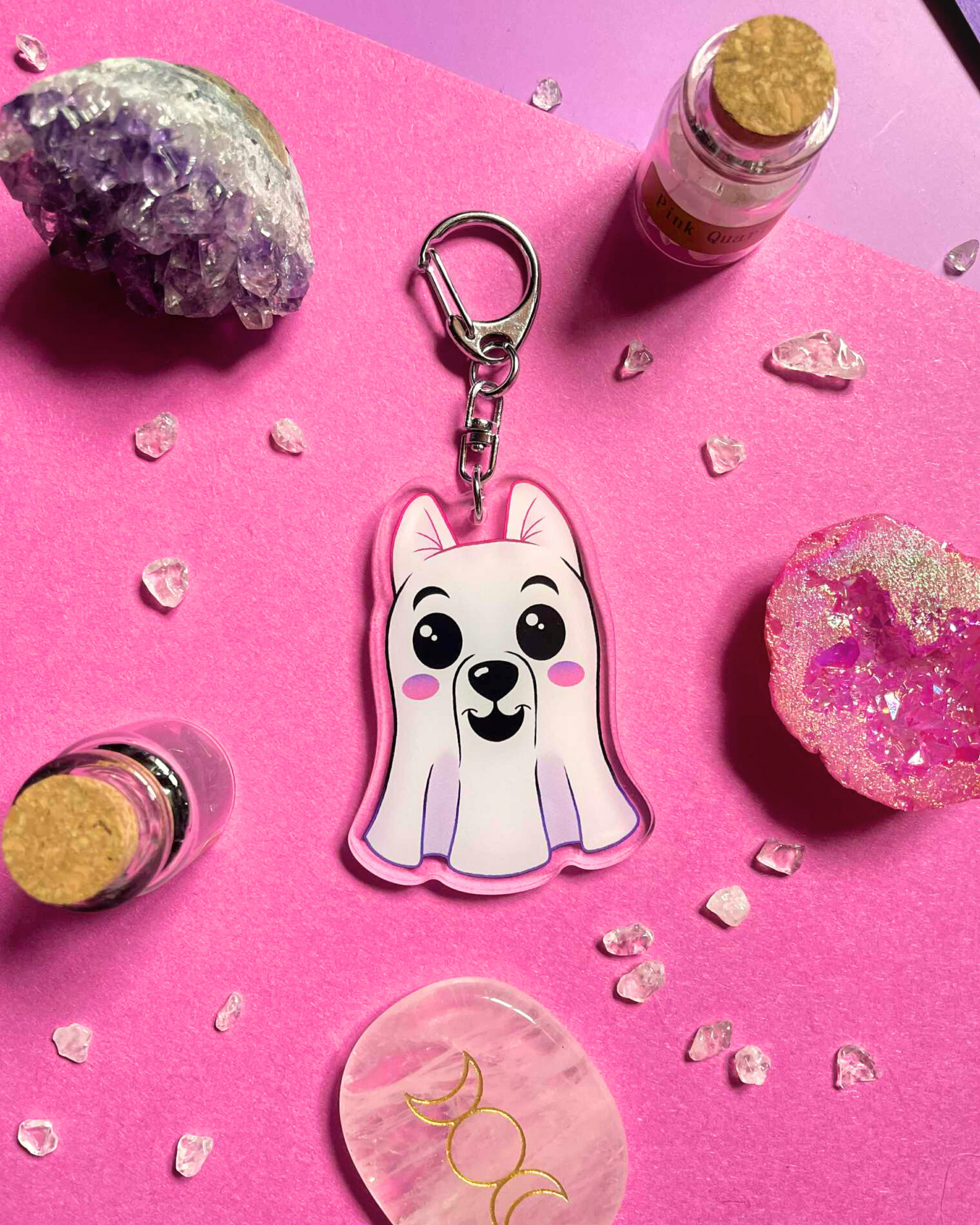 Ghost Pup - Fantasy Keychain Shadowolf Art