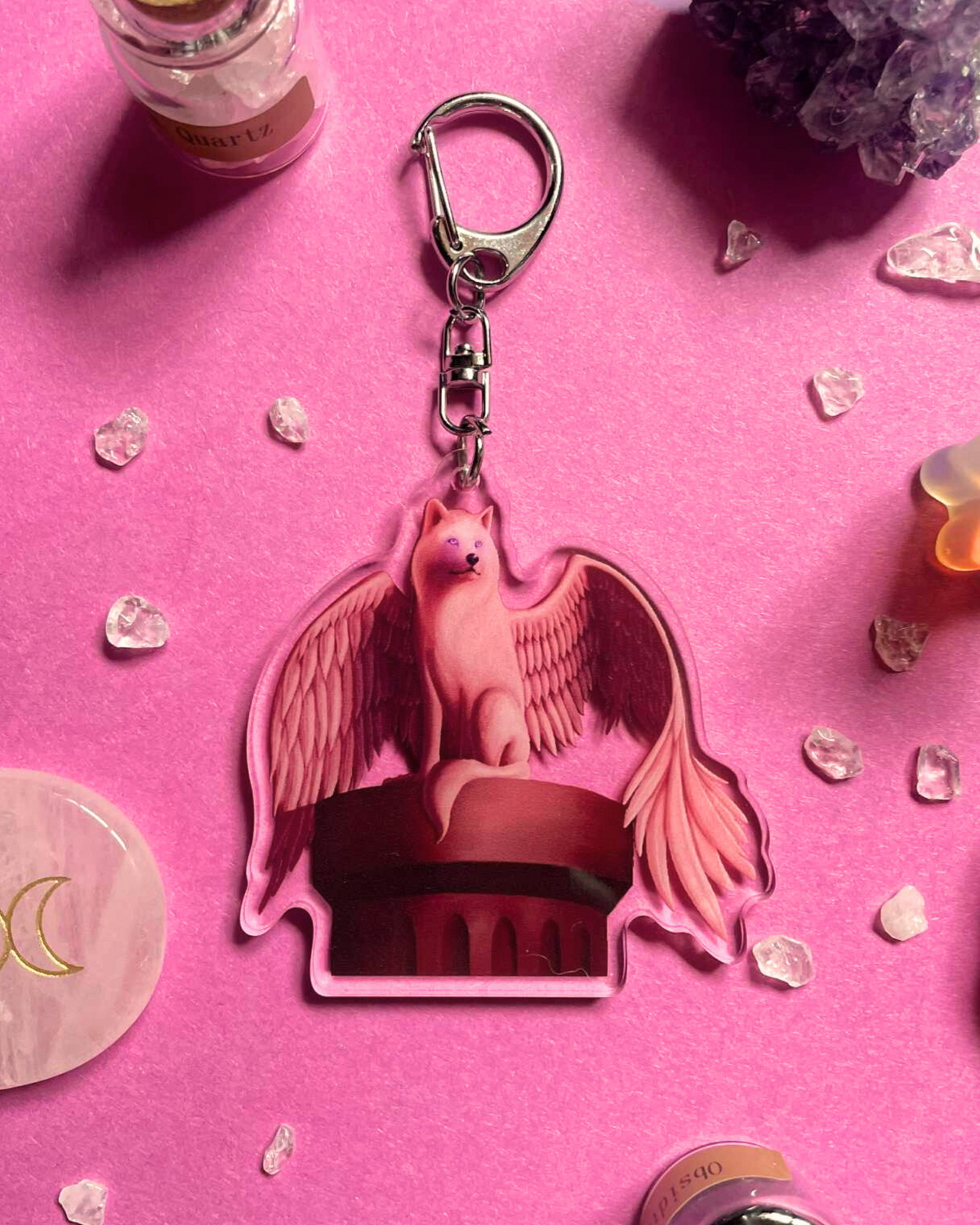 Ethereal Guardian - Wolf Keychain Shadowolf Art