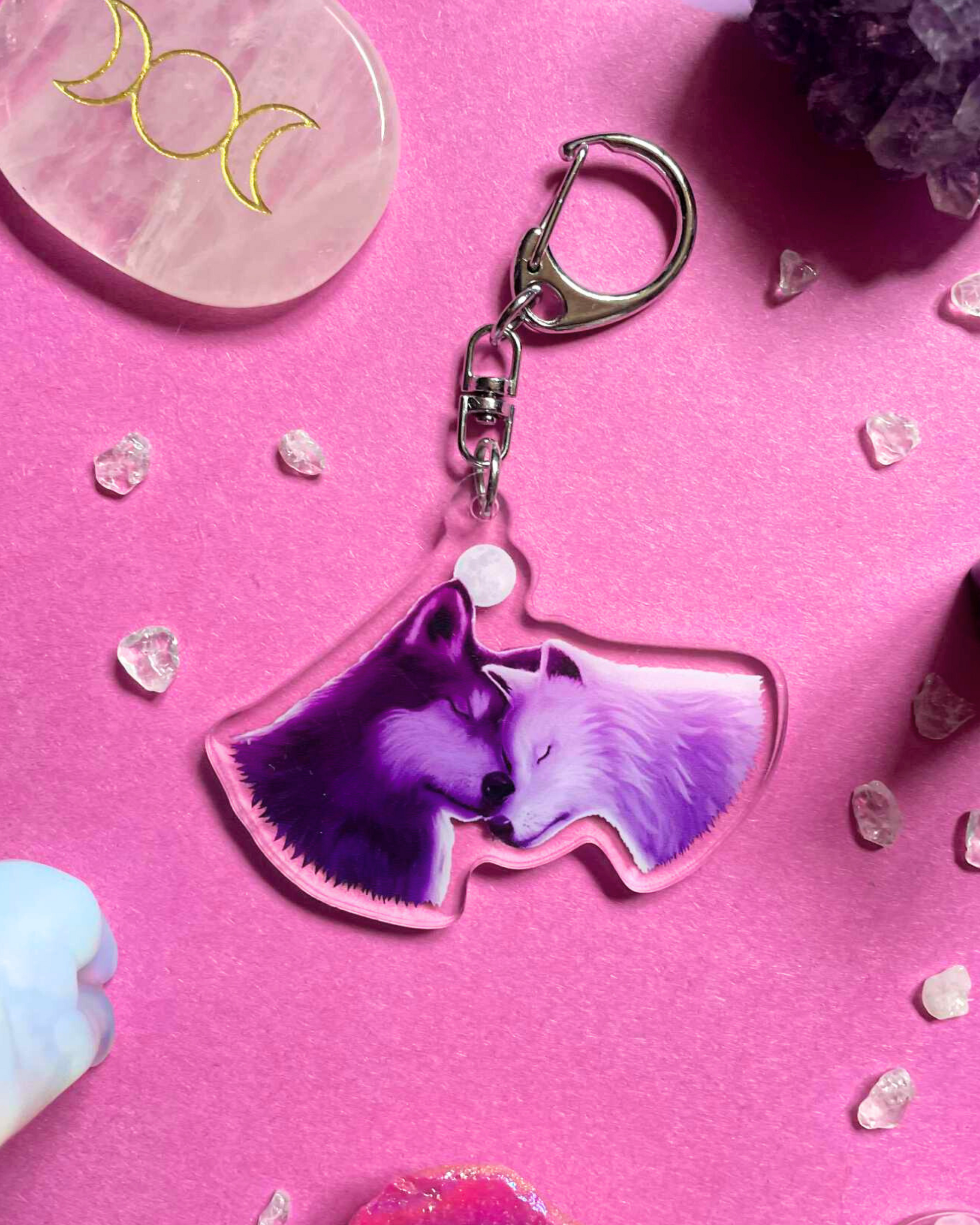 Two Wolves - Wolf Keychain Shadowolf Art
