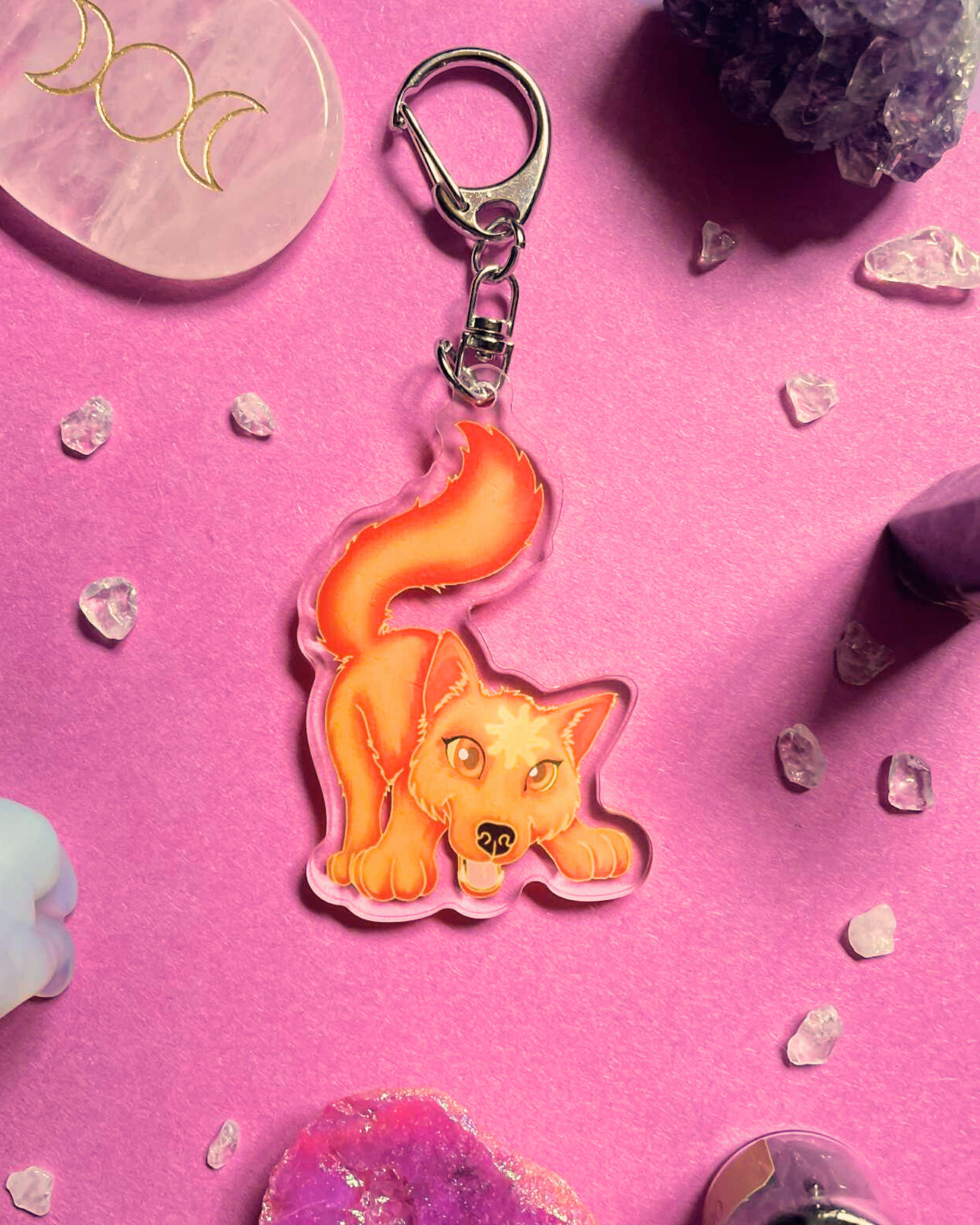 Cute Solar Wolf - Wolf Keychain Shadowolf Art