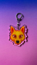 Cute Solar Wolf Face Keyring Shadowolf Art