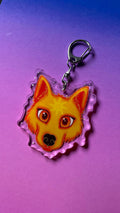 Cute Solar Wolf Face Keyring Shadowolf Art