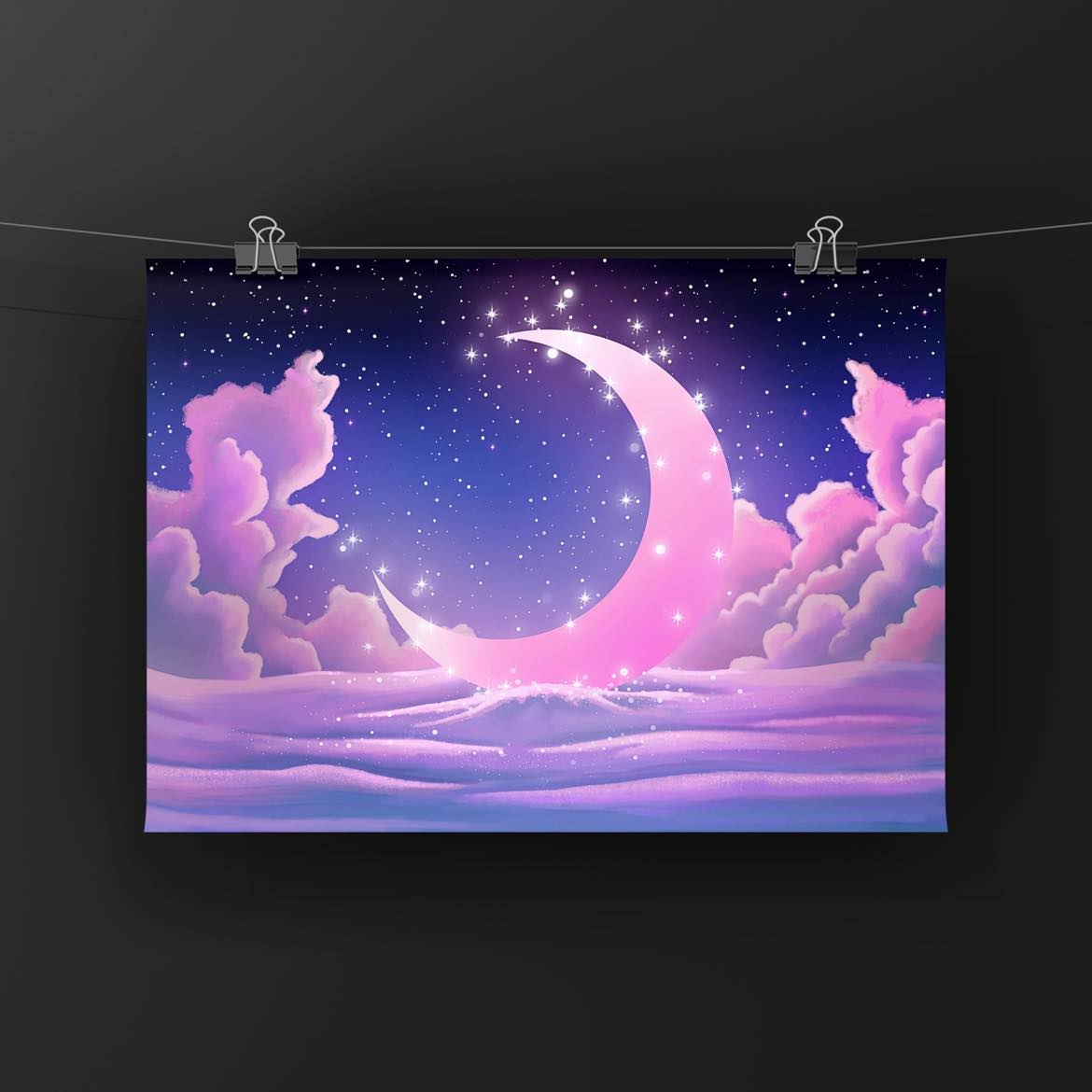 Magic Winter Moon Art Print Shadowolf Art
