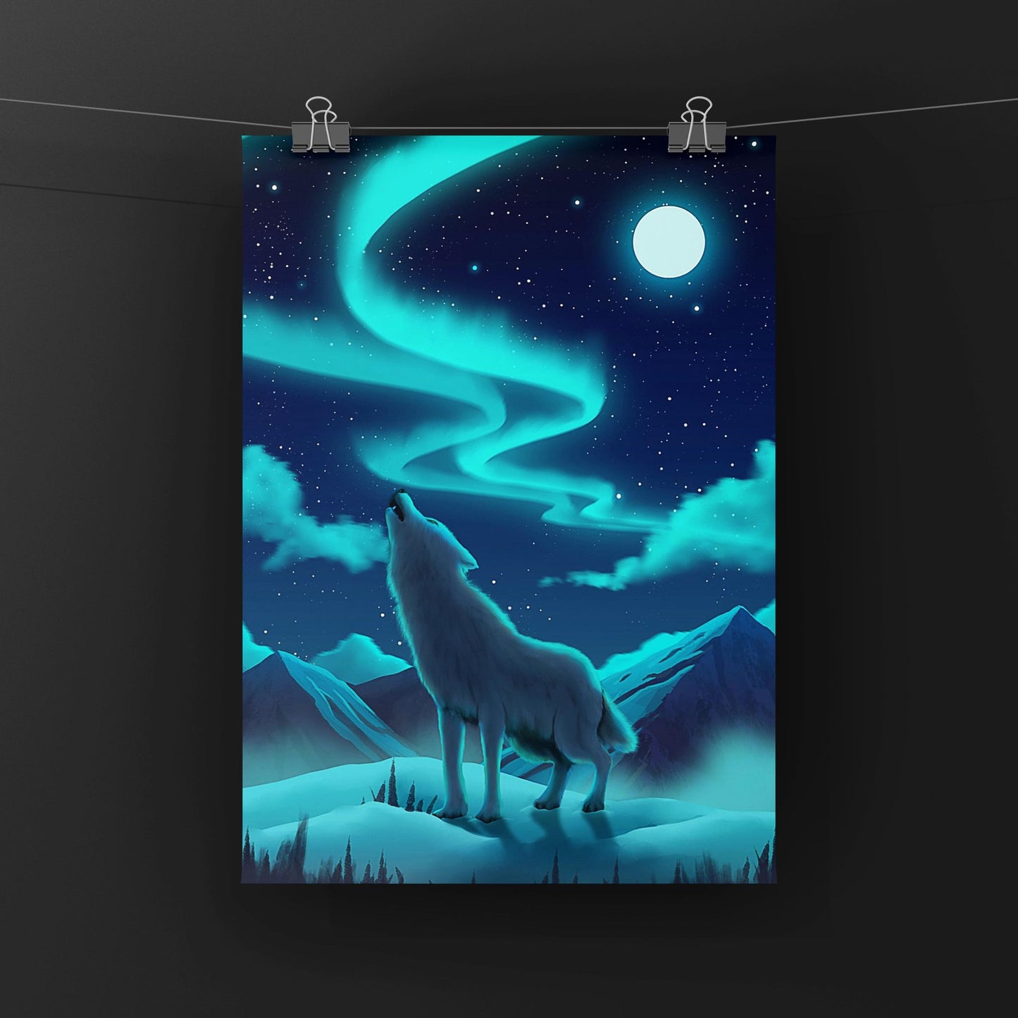 Aurora Wolf Art Print