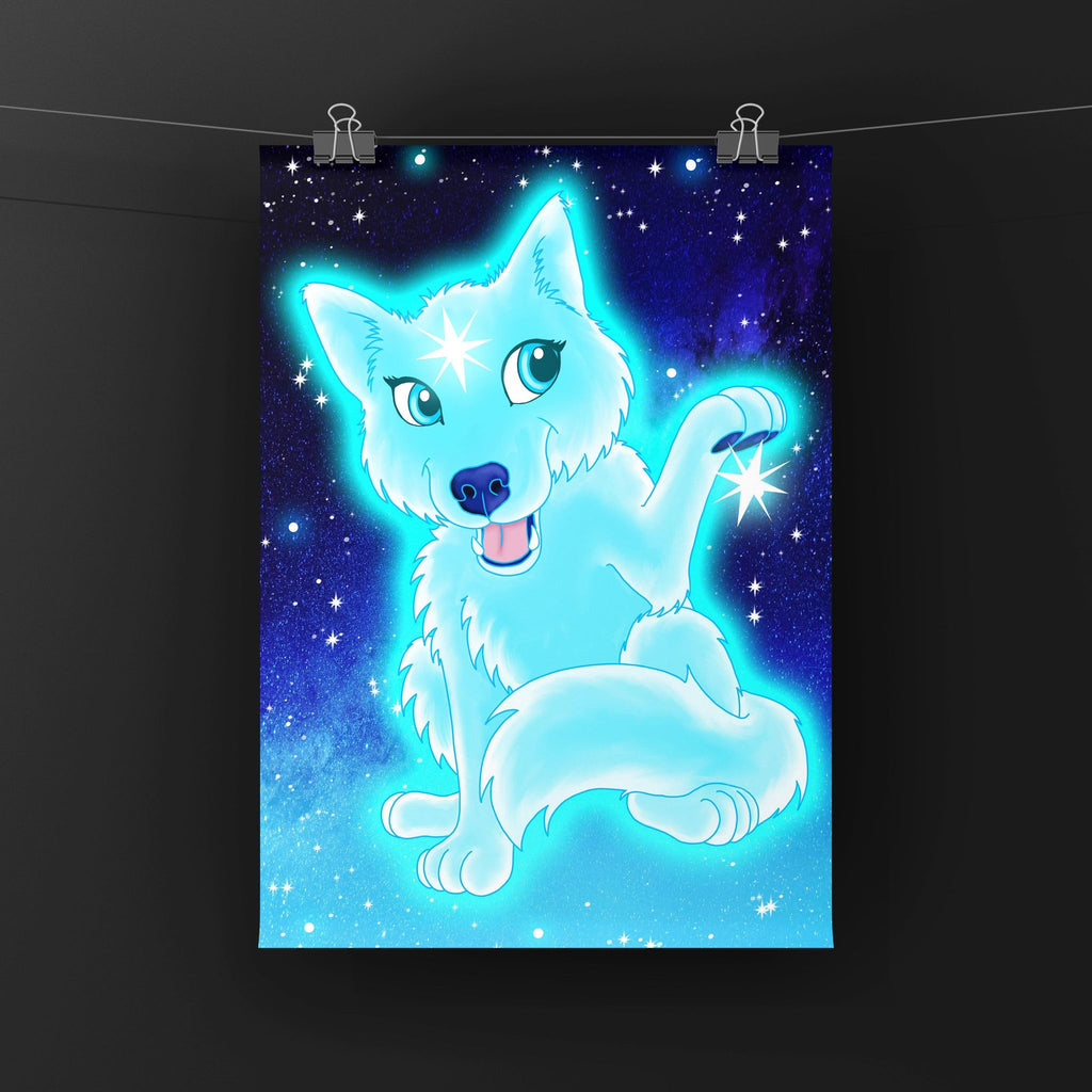 Cute Star Wolf Art Print Shadowolf Art