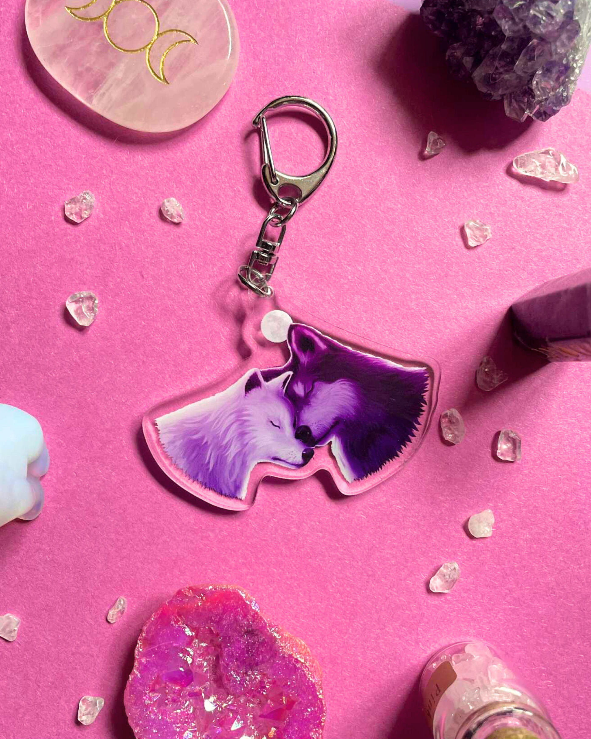 Two Wolves - Wolf Keychain Shadowolf Art