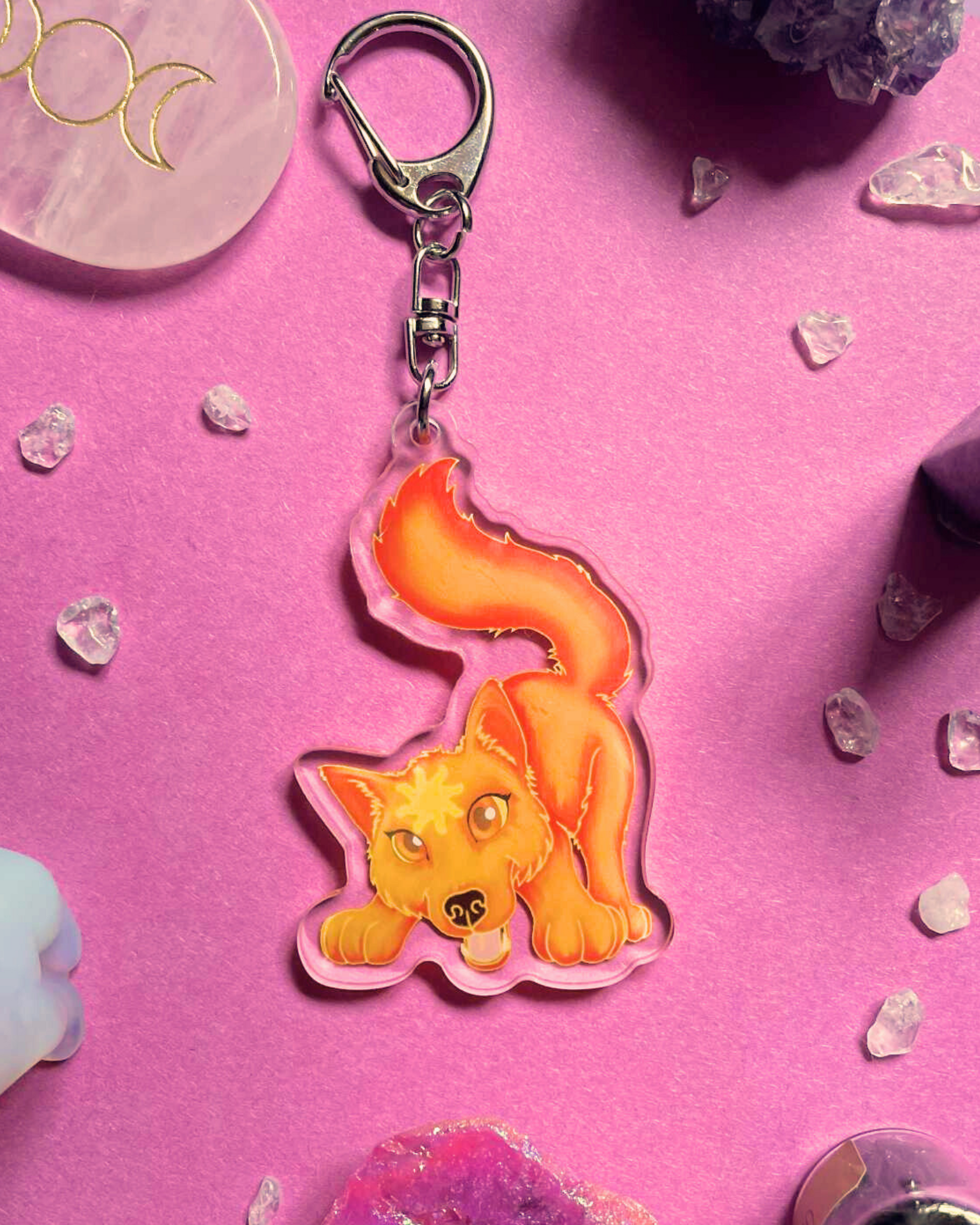 Cute Solar Wolf - Wolf Keychain Shadowolf Art