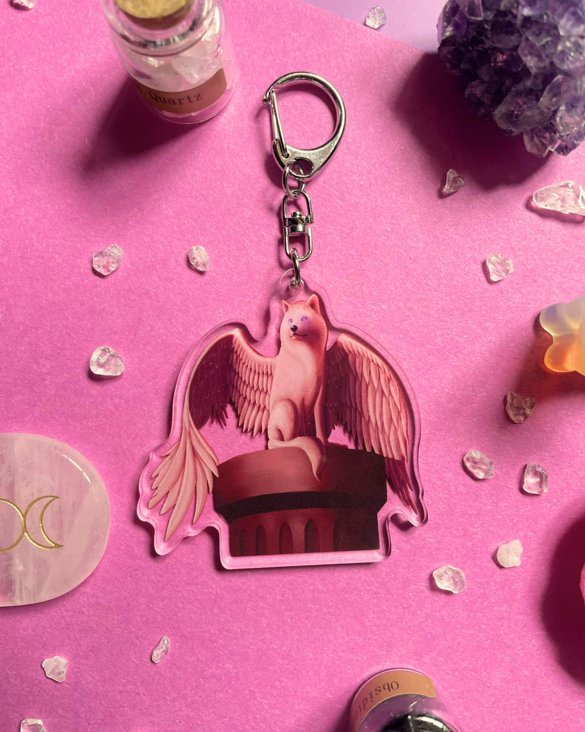 Ethereal Guardian - Wolf Keychain Shadowolf Art