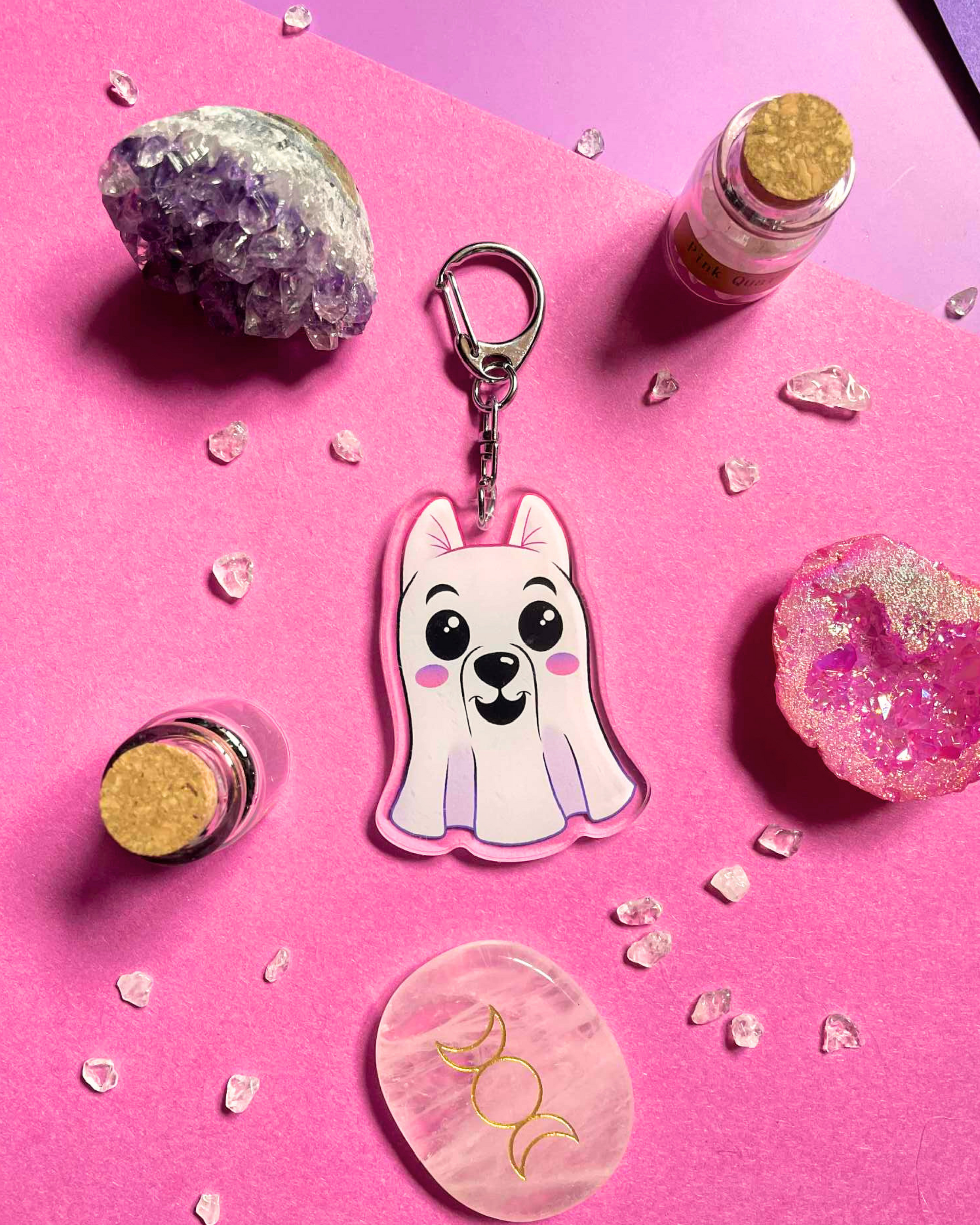 Ghost Pup - Fantasy Keychain Shadowolf Art