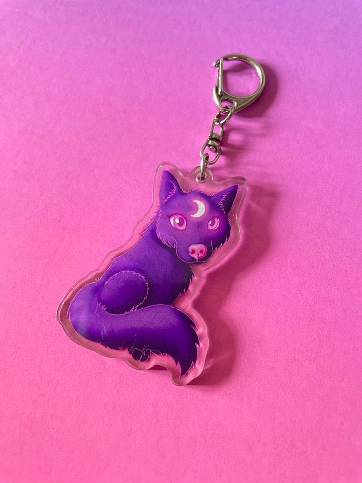 Cute Lunar Wolf Charm / Keyring