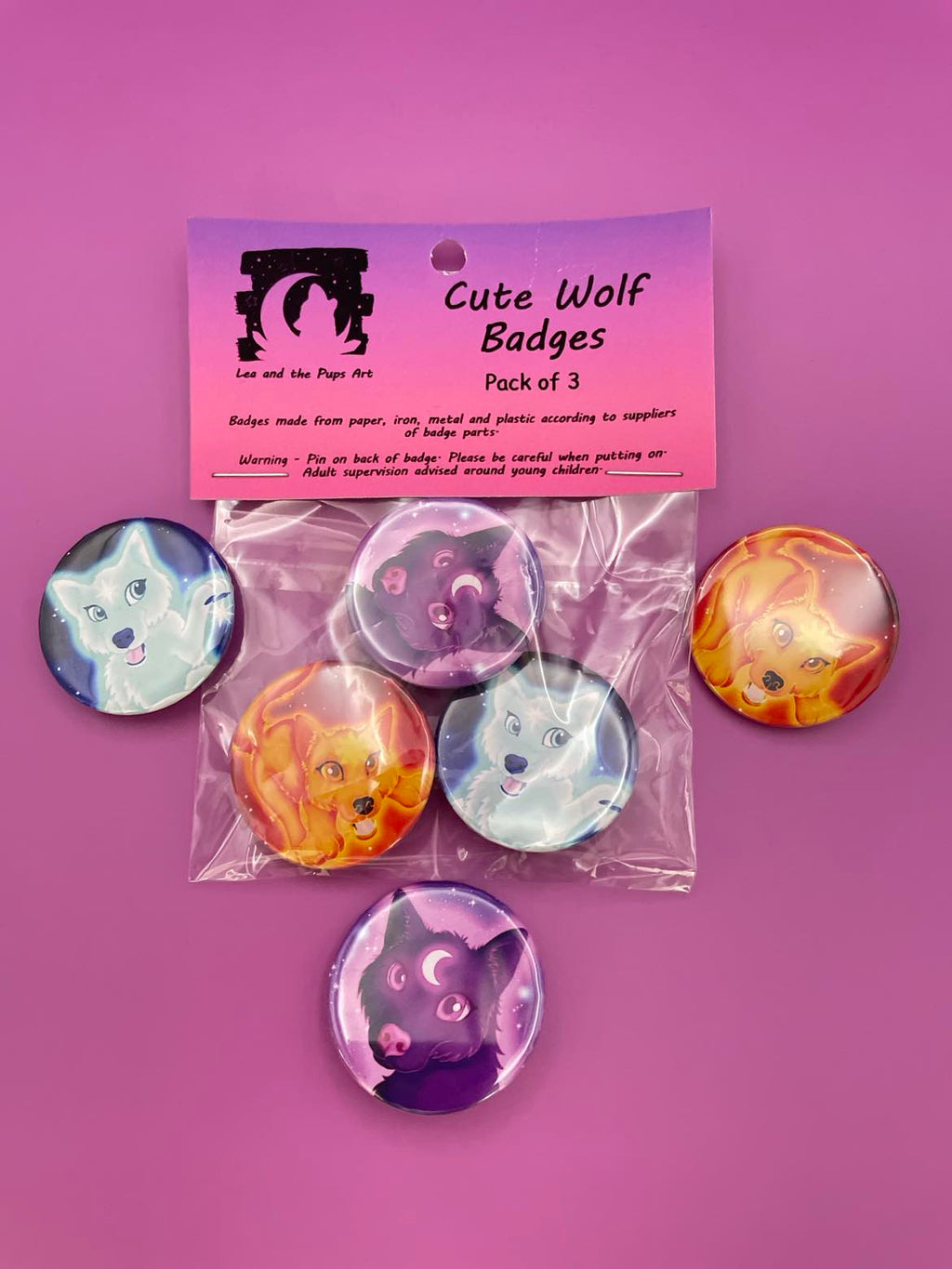 Cute Wolf Badge Pack
