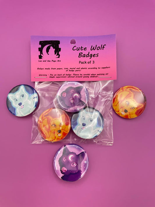 Cute Wolf Badge Pack