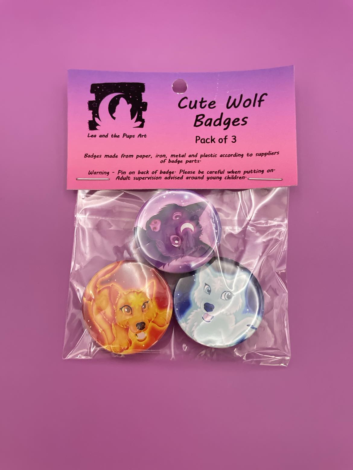 Cute Wolf Badge Pack Shadowolf Art