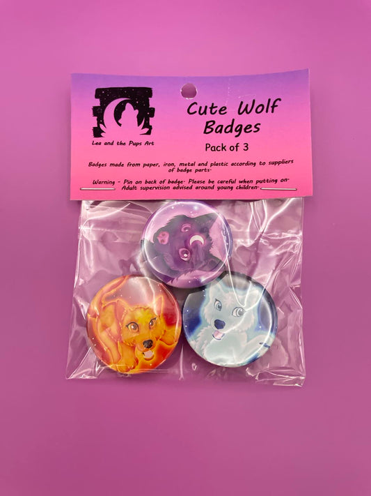 Cute Wolf Badge Pack