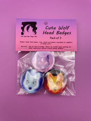 Cute Wolf Faces Badge Pack Shadowolf Art