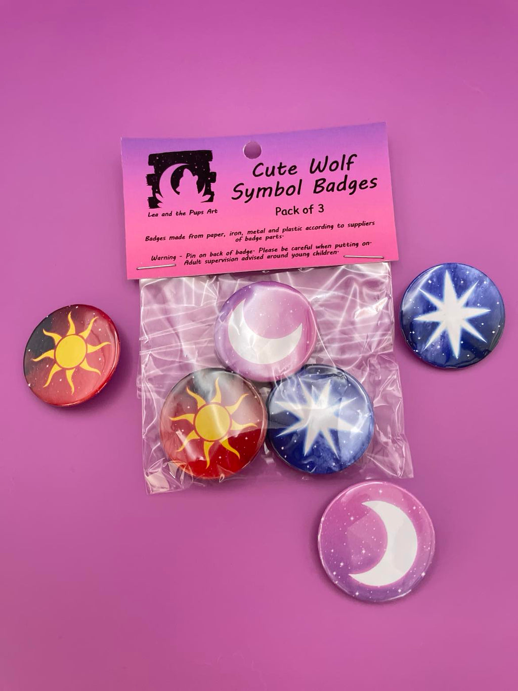 Cute Wolf Symbols Badge Pack Shadowolf Art