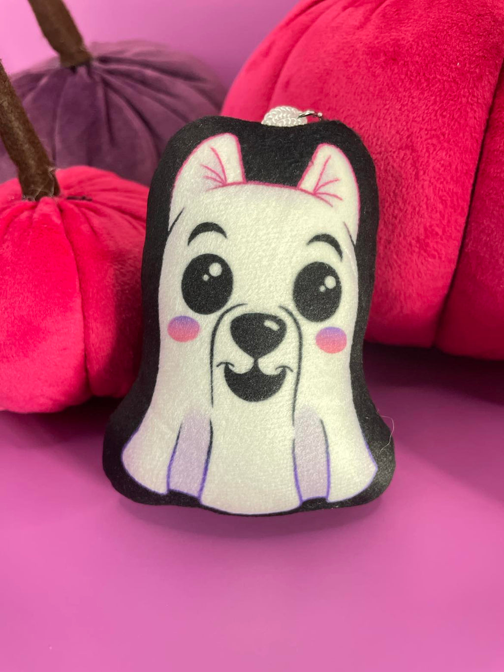Ghost Pup Pillow Keychain Shadowolf Art
