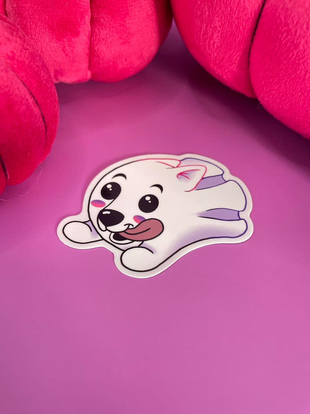 Flying Ghost Pup Sticker Shadowolf Art
