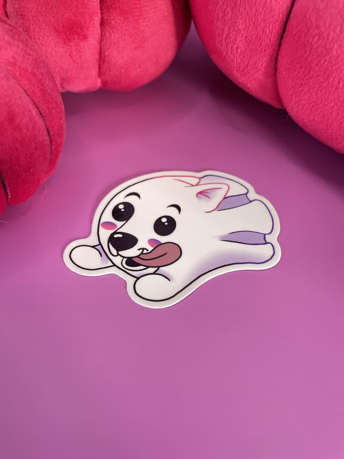 Flying Ghost Pup Sticker Shadowolf Art