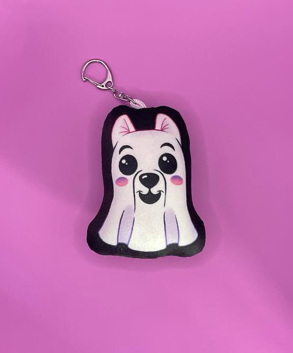 Ghost Pup Pillow Keychain Shadowolf Art
