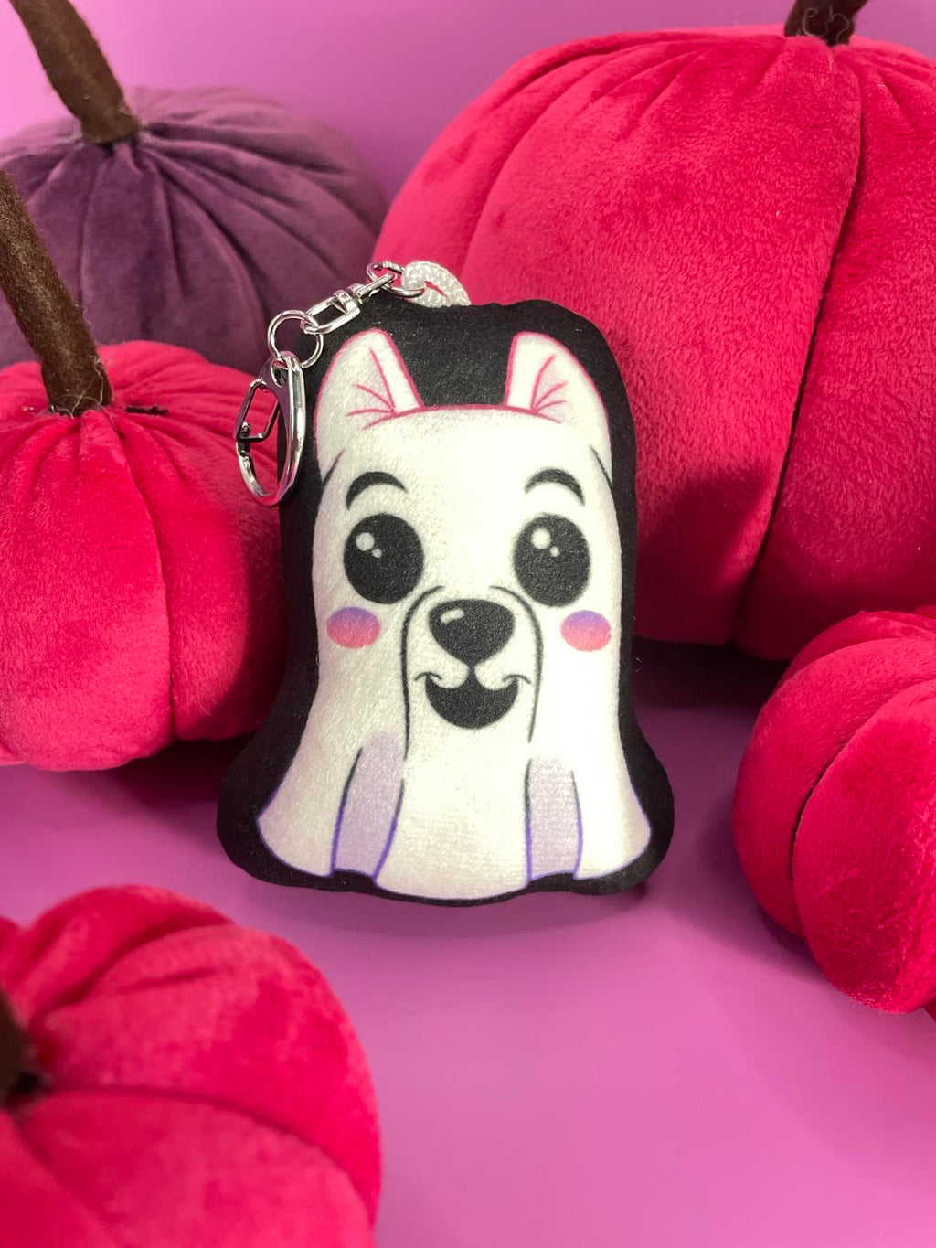Ghost Pup Pillow Keychain Shadowolf Art